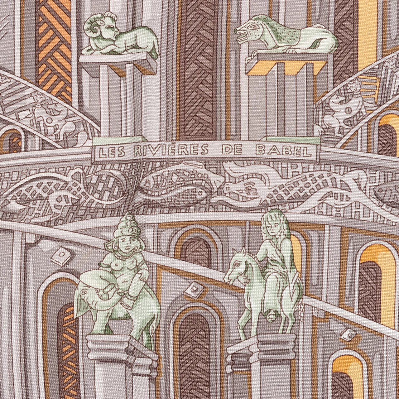 Hermès Hermès Carré 90 "LES RIVIERES DE BABEL" Silk handkerchief in Blue Divers