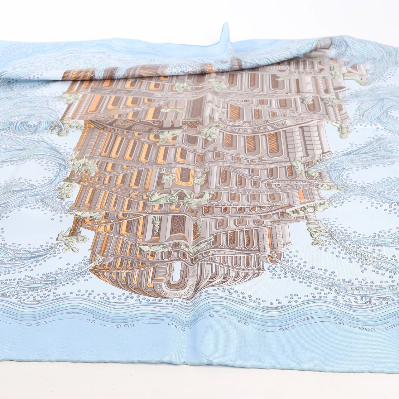 Hermès Hermès Carré 90 "LES RIVIERES DE BABEL" Silk handkerchief in Blue Divers