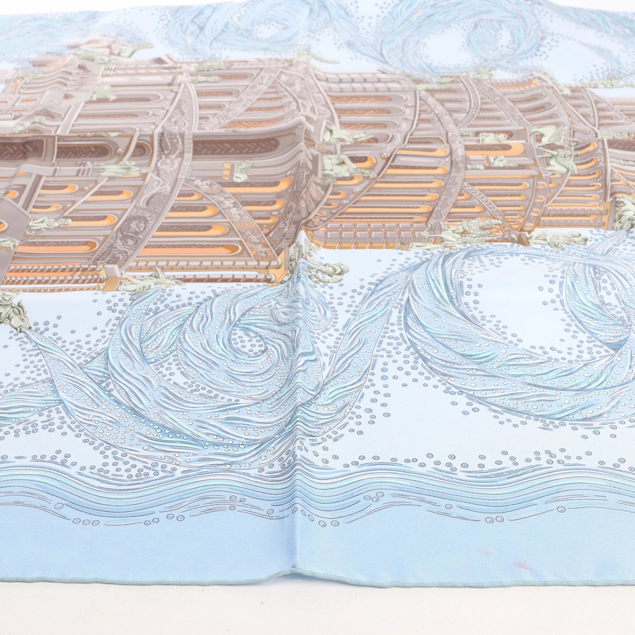 Hermès Hermès Carré 90 "LES RIVIERES DE BABEL" Silk handkerchief in Blue Divers