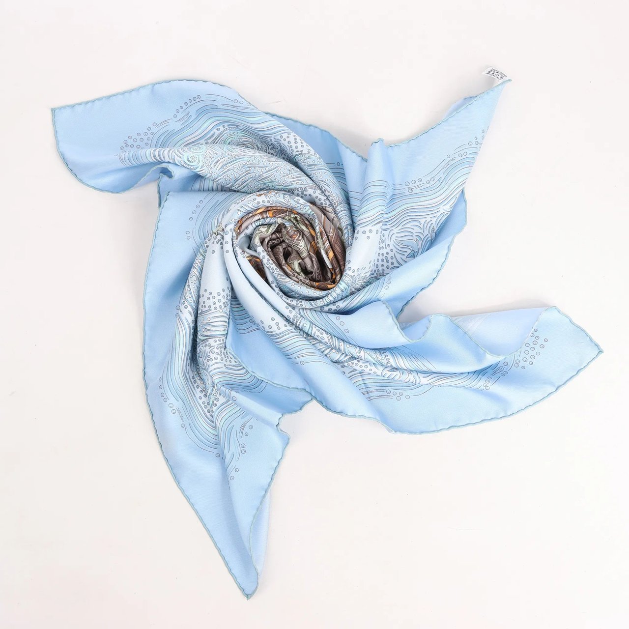 Hermès Hermès Carré 90 "LES RIVIERES DE BABEL" Silk handkerchief in Blue Divers