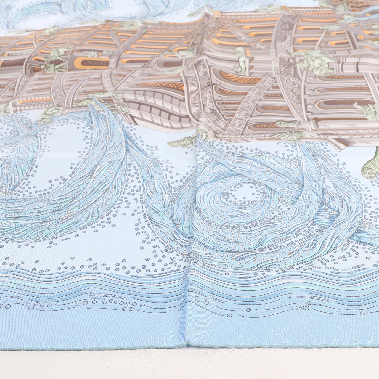 Hermès Hermès Carré 90 "LES RIVIERES DE BABEL" Silk handkerchief in Blue Divers