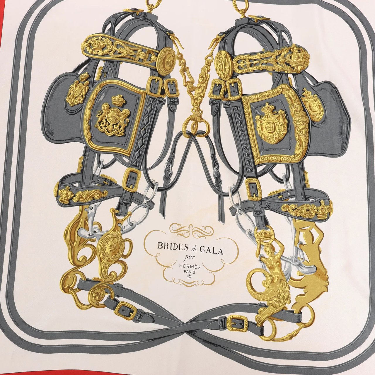 Hermès Hermès Carré 90 "BRIDES de GALA" Silk handkerchief in Red Rood