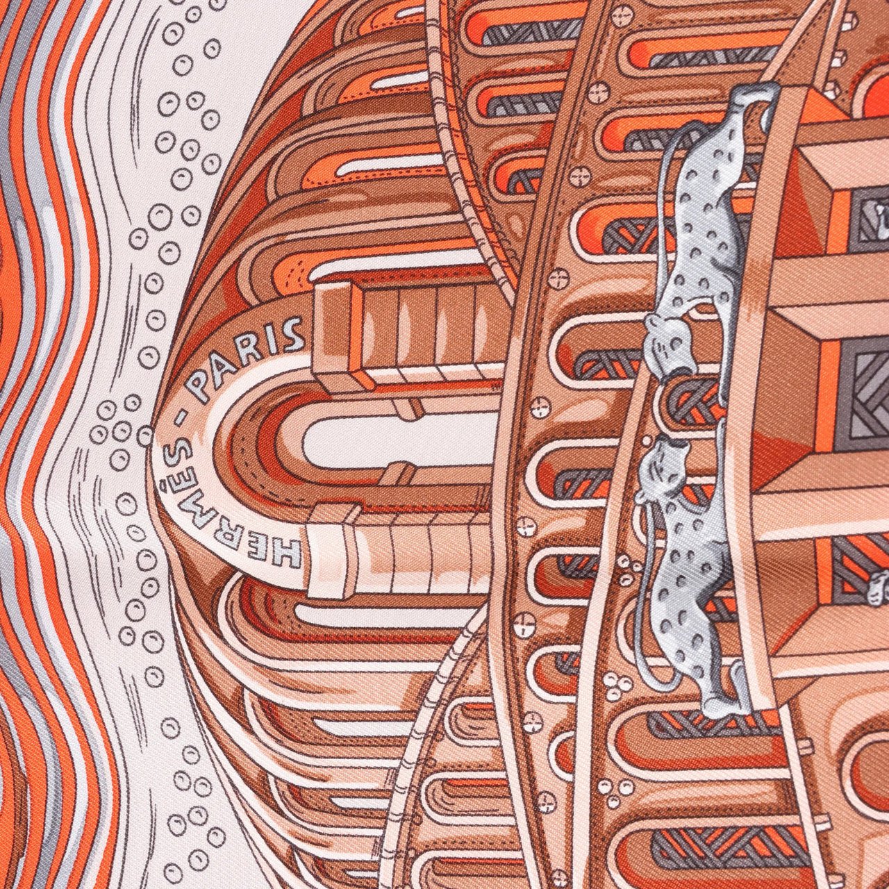 Hermès Hermès Carré 90 "LES RIVIERES DE BABEL" Silk handkerchief in Orange Divers