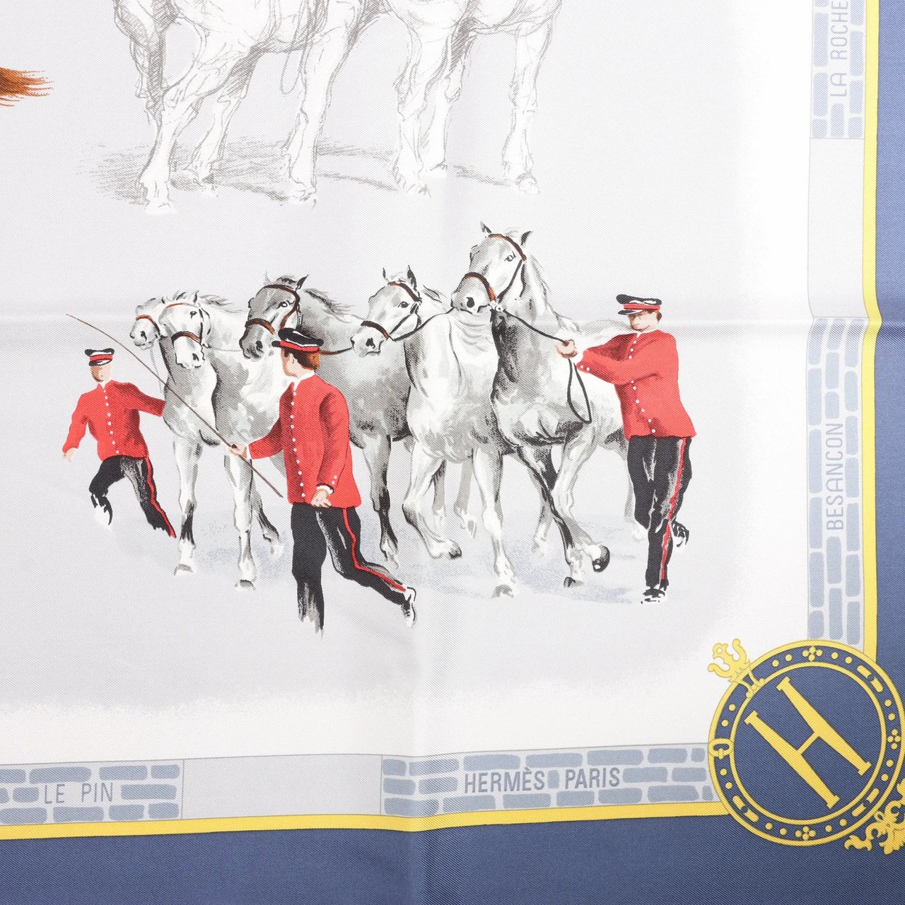 Hermès Hermès Carré 90 "LES HARAS NATIONAUX" Silk handkerchief in Blue Divers