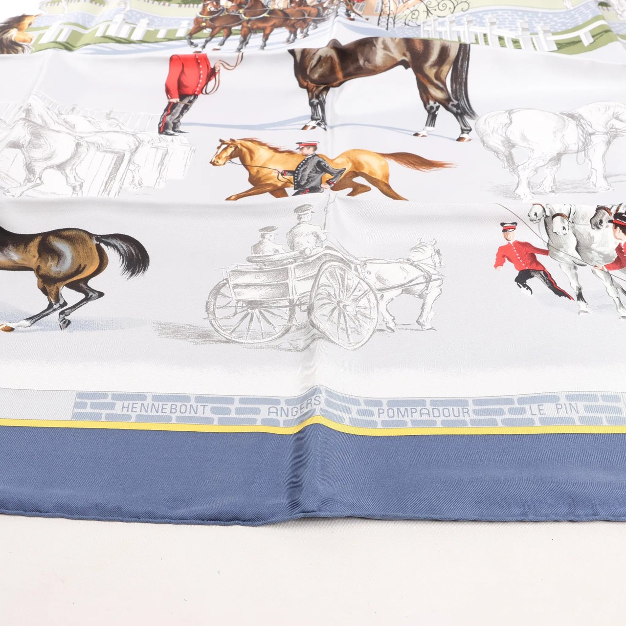 Hermès Hermès Carré 90 "LES HARAS NATIONAUX" Silk handkerchief in Blue Divers