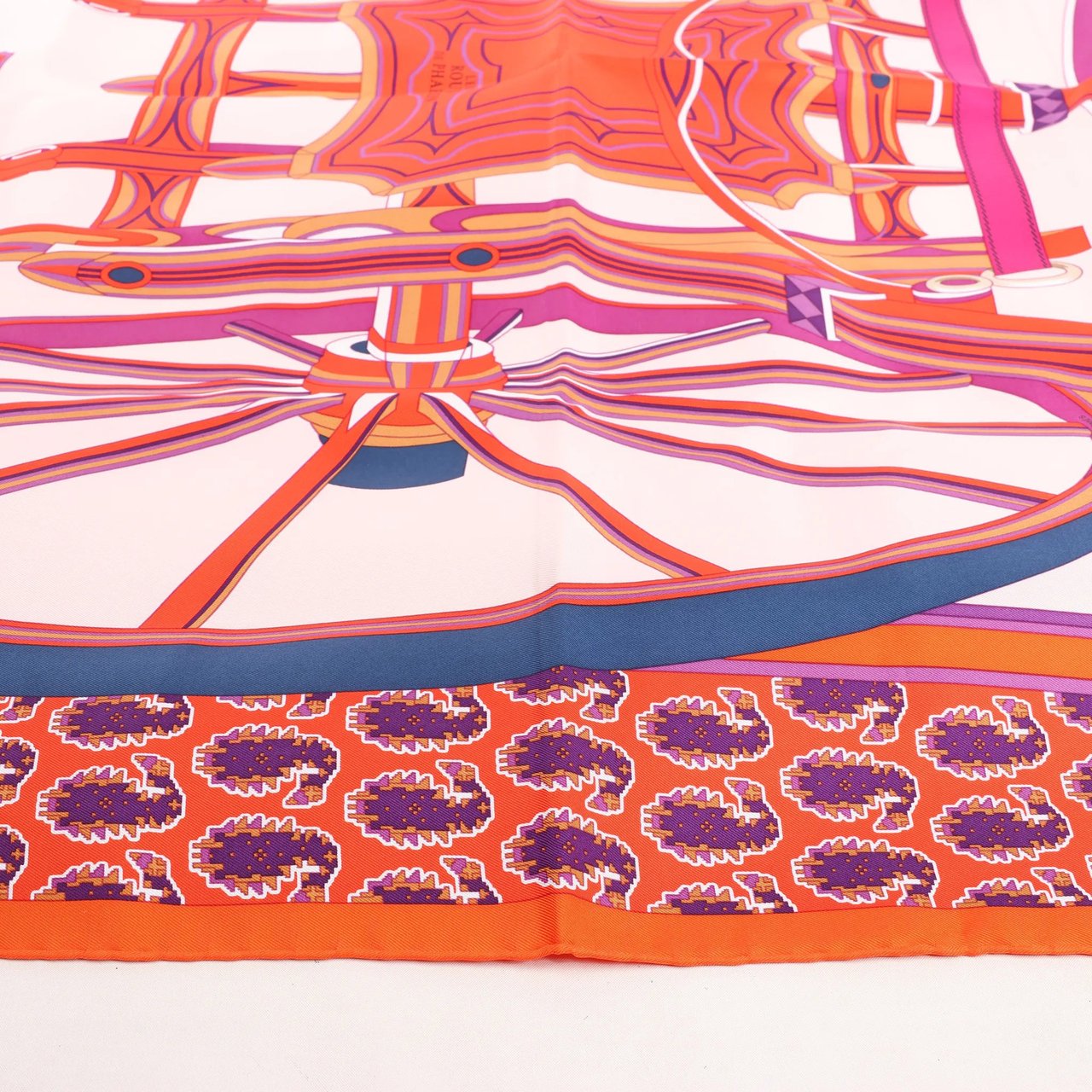 Hermès Hermès Carré 90 "LES ROUES DE PHAETON" Silk handkerchief in Orange Divers