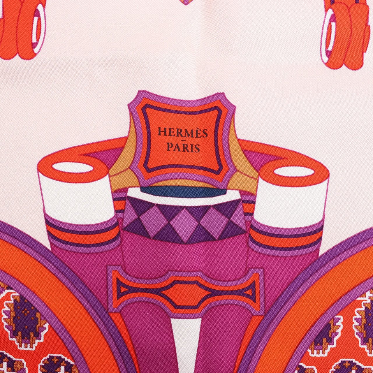 Hermès Hermès Carré 90 "LES ROUES DE PHAETON" Silk handkerchief in Orange Divers