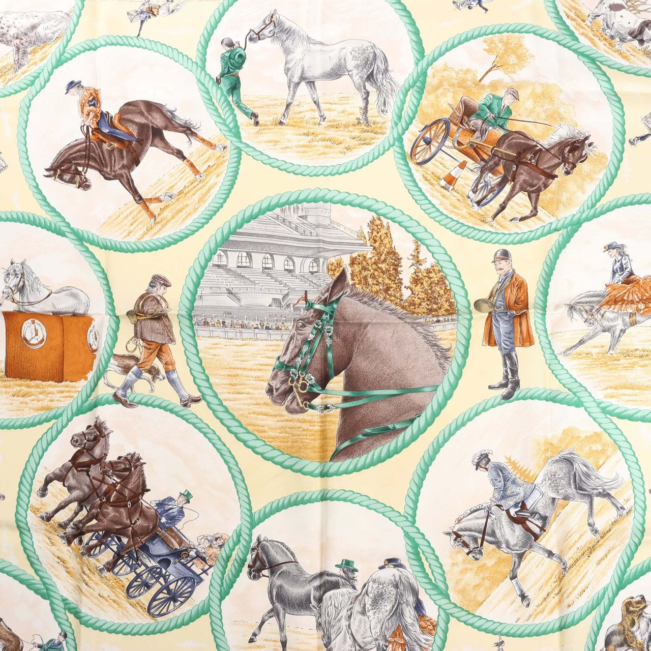 Hermès Hermès Carré 90 "Auteuil en Mai" Silk handkerchief in Green Divers