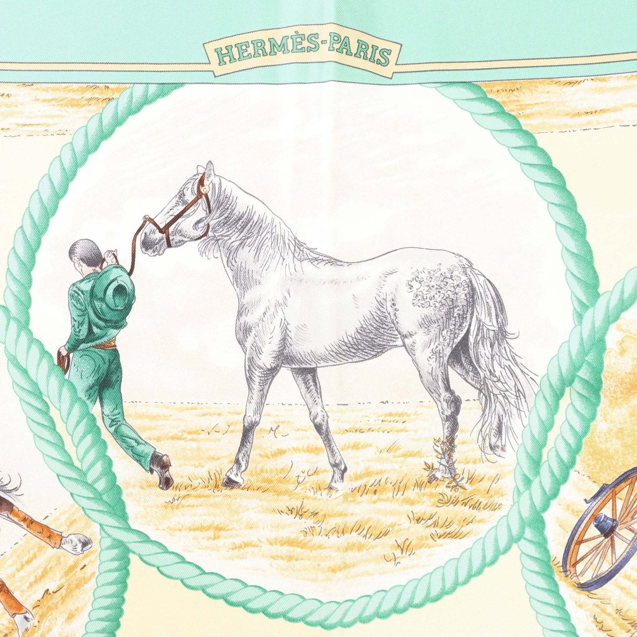 Hermès Hermès Carré 90 "Auteuil en Mai" Silk handkerchief in Green Divers