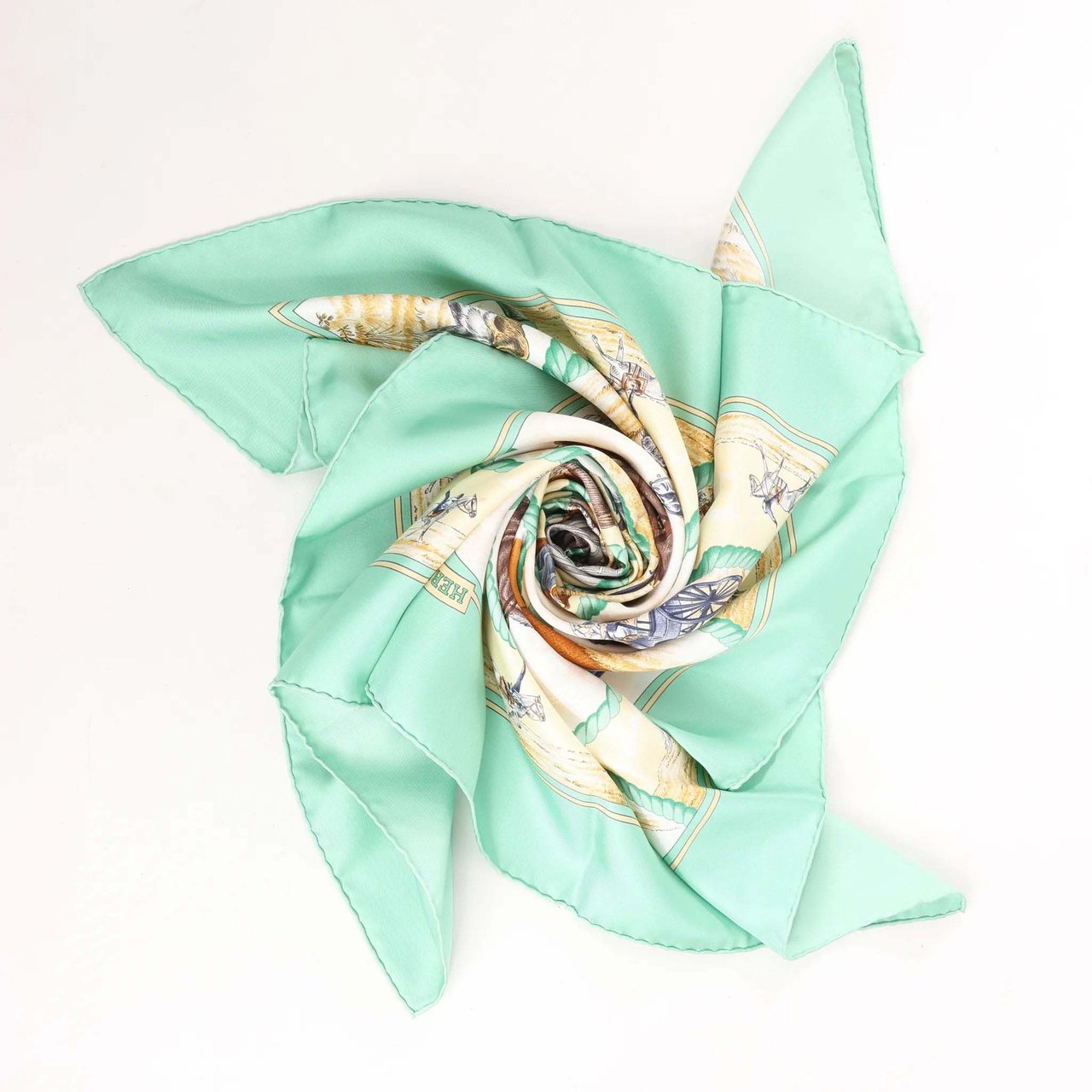 Hermès Hermès Carré 90 "Auteuil en Mai" Silk handkerchief in Green Divers