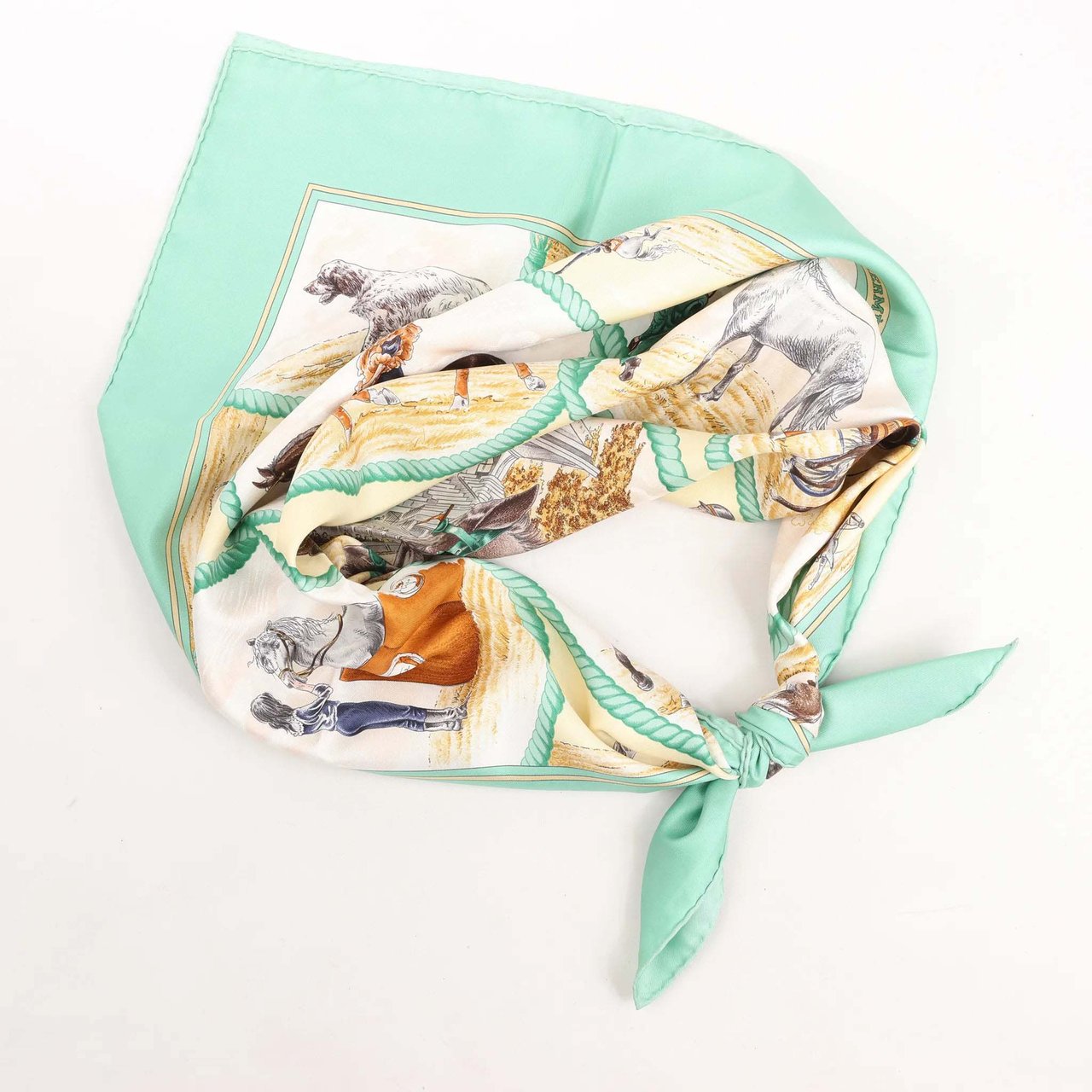 Hermès Hermès Carré 90 "Auteuil en Mai" Silk handkerchief in Green Divers