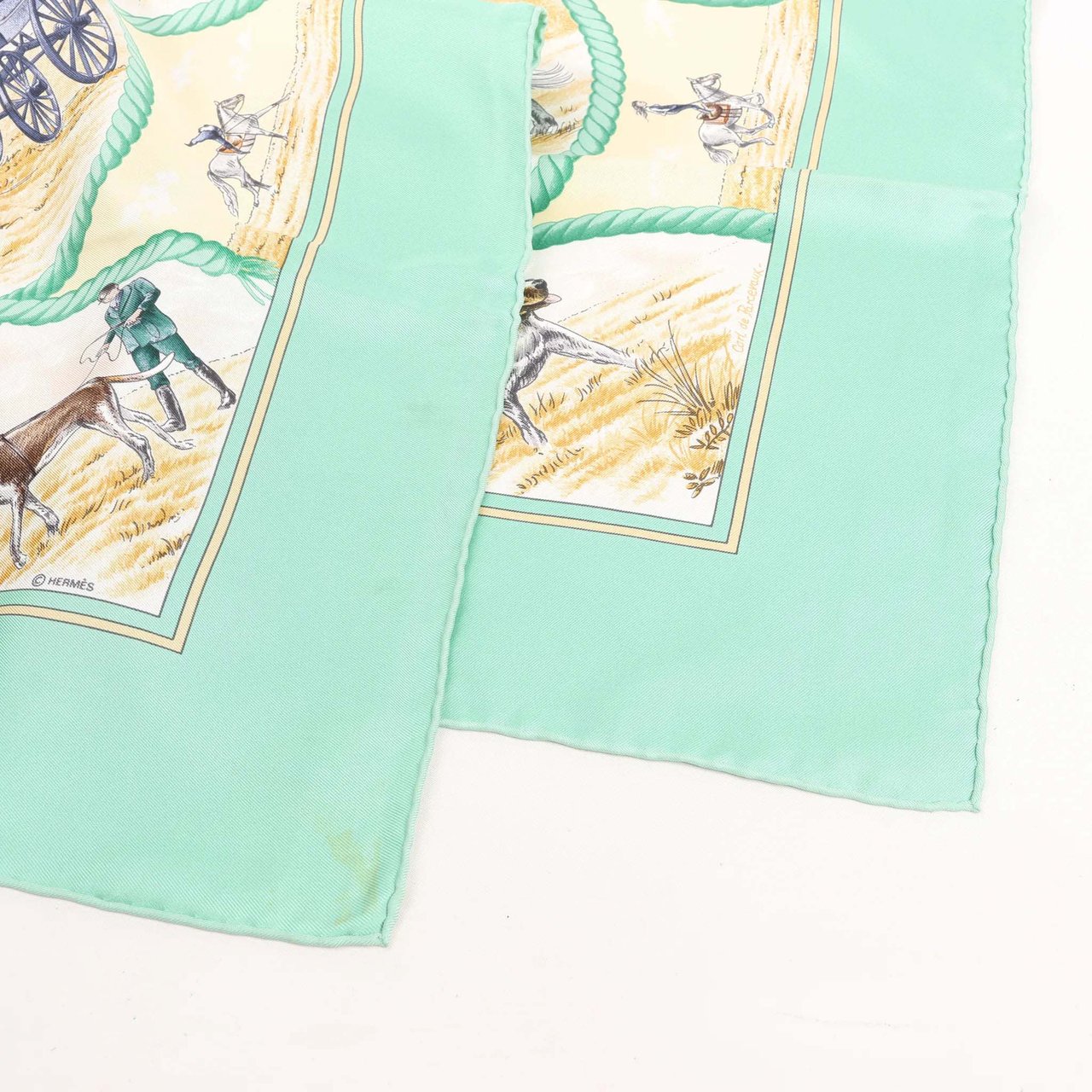 Hermès Hermès Carré 90 "Auteuil en Mai" Silk handkerchief in Green Divers