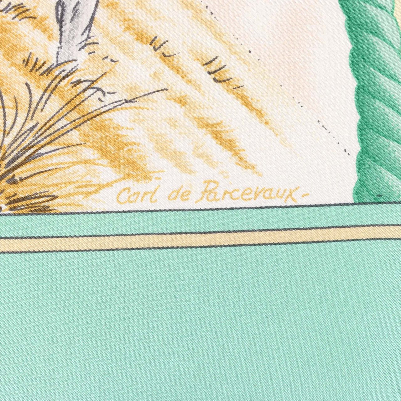 Hermès Hermès Carré 90 "Auteuil en Mai" Silk handkerchief in Green Divers