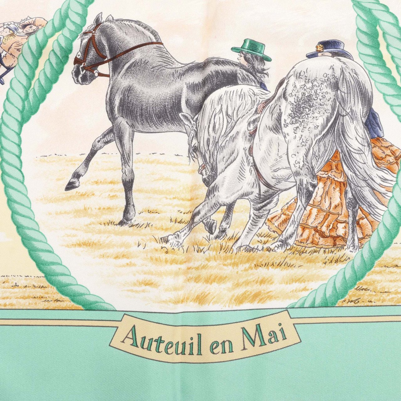 Hermès Hermès Carré 90 "Auteuil en Mai" Silk handkerchief in Green Divers