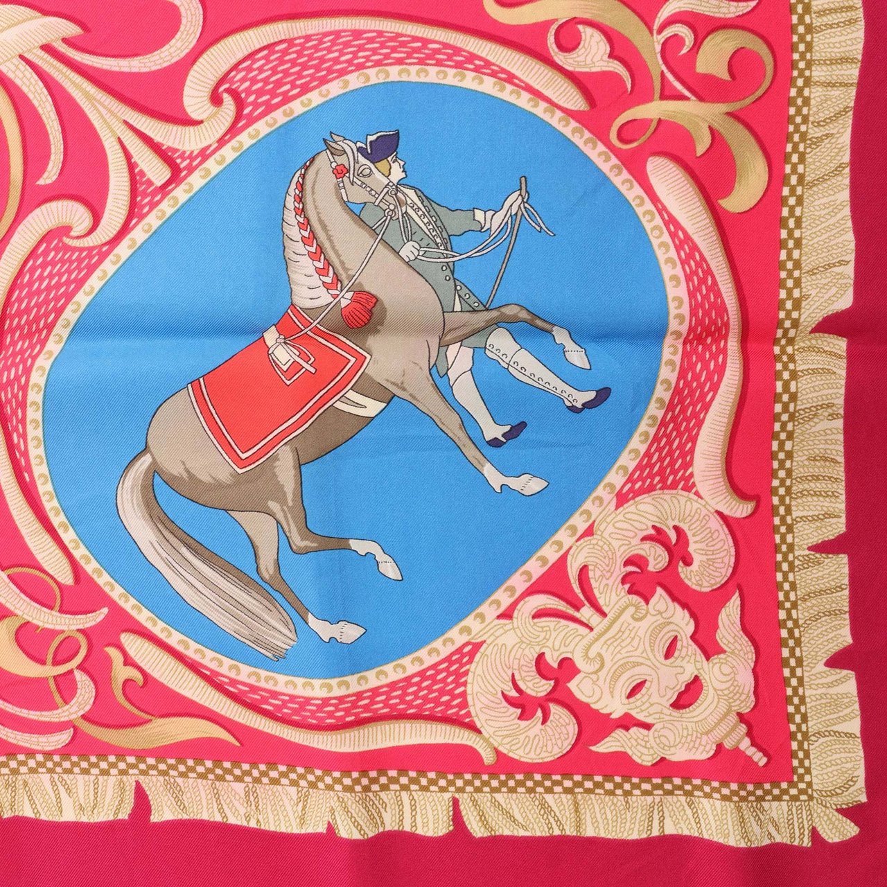 Hermès Hermès Carré 90 "LA PRESENTATION" Silk handkerchief in Burgundy Divers