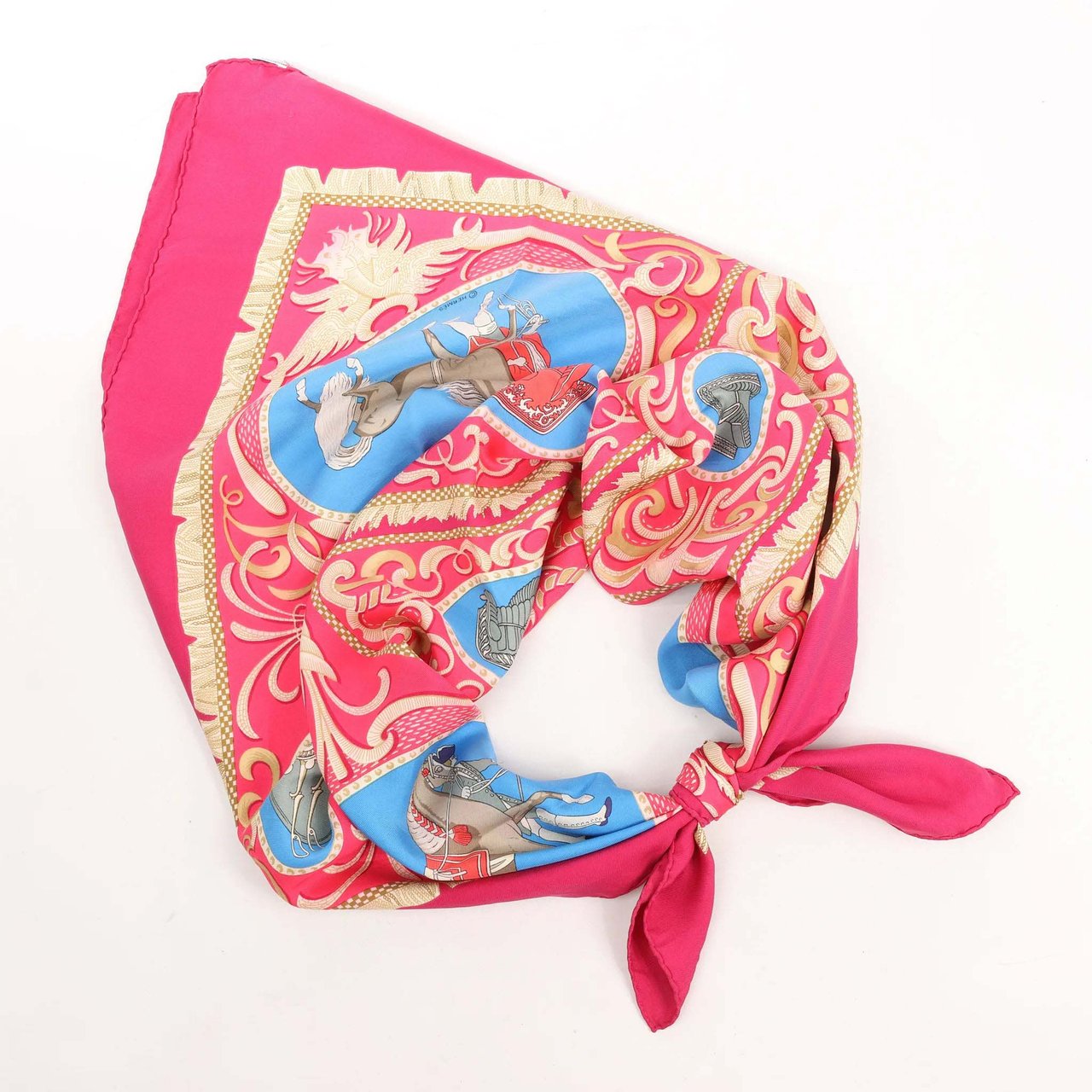 Hermès Hermès Carré 90 "LA PRESENTATION" Silk handkerchief in Burgundy Divers