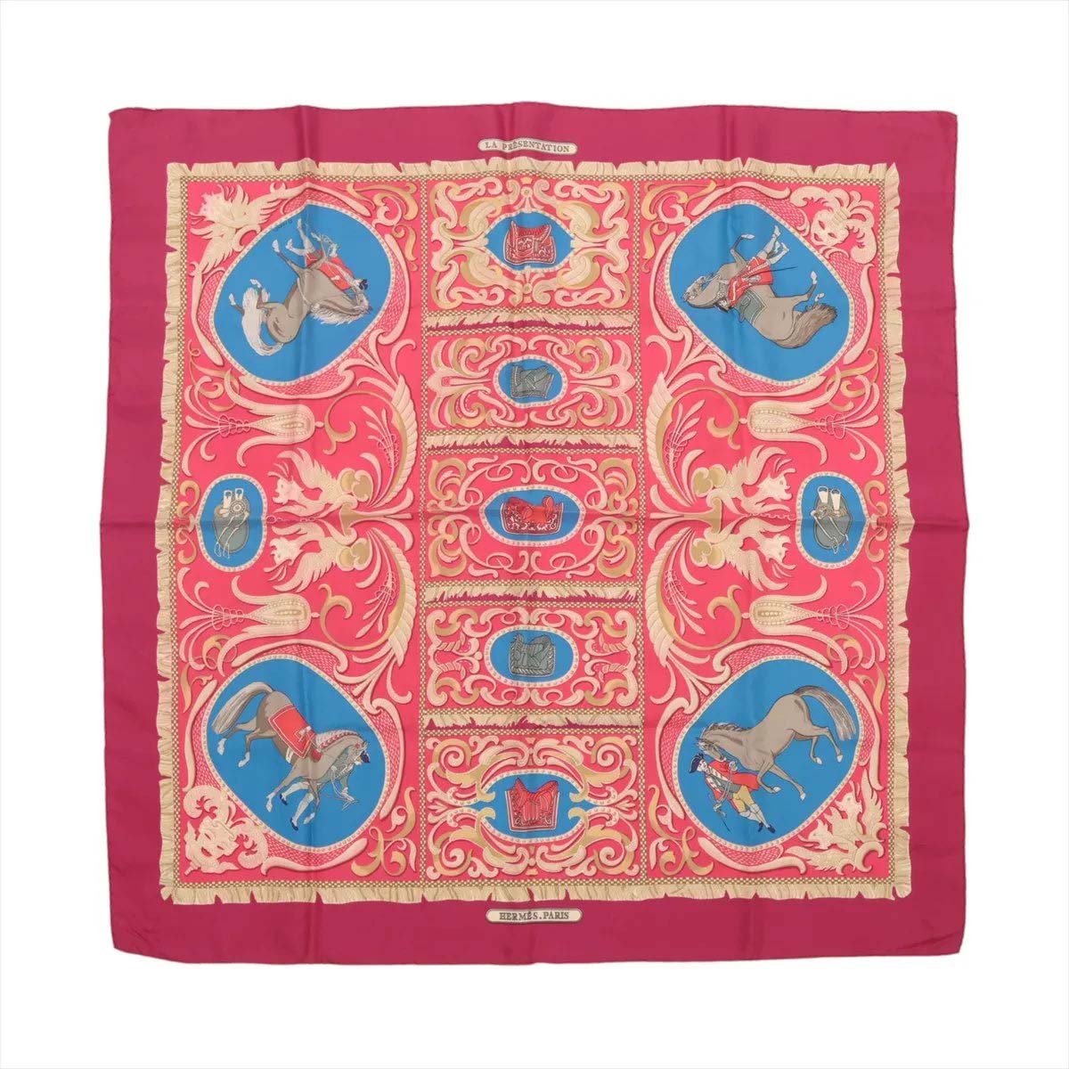 Hermès Hermès Carré 90 "LA PRESENTATION" Silk handkerchief in Burgundy Divers