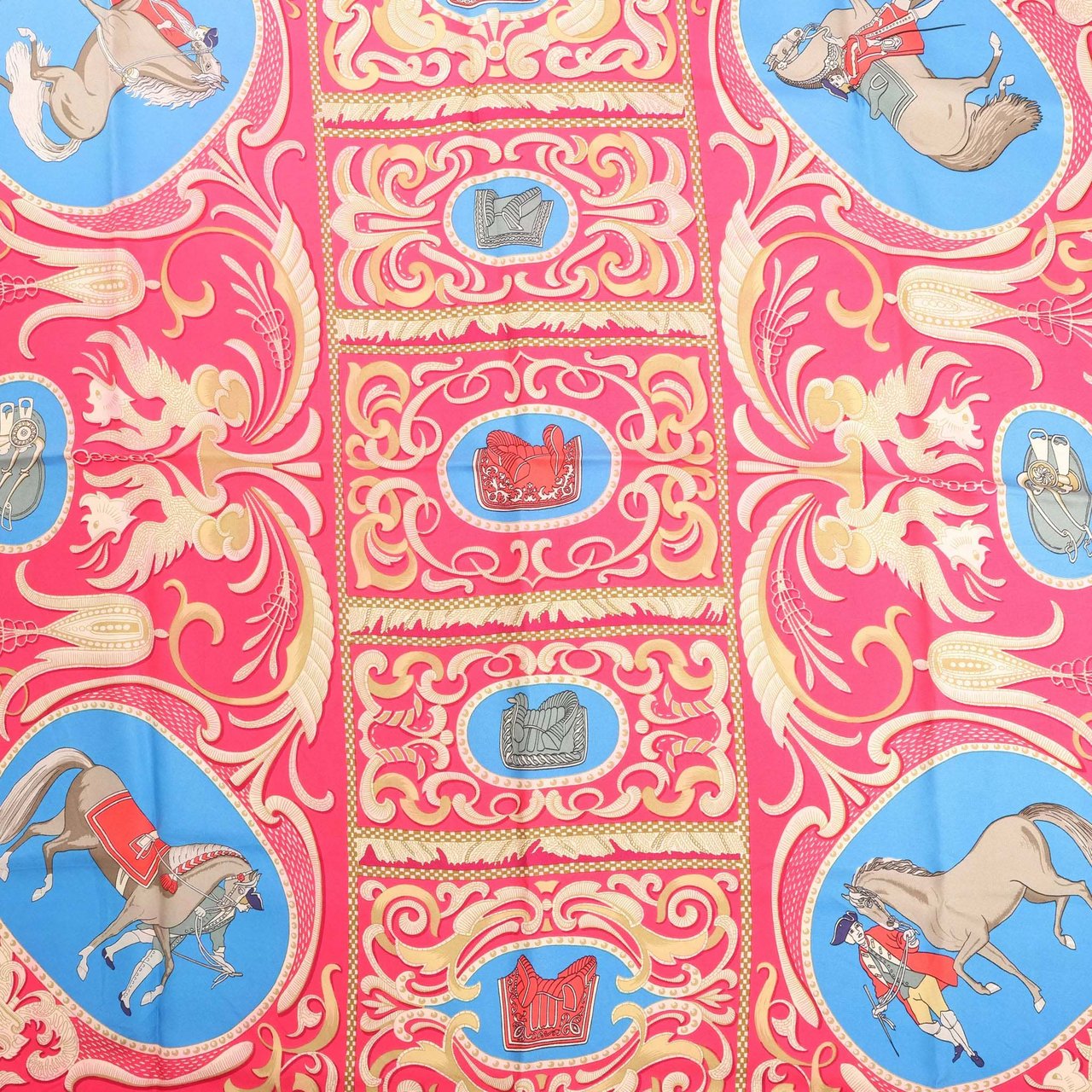 Hermès Hermès Carré 90 "LA PRESENTATION" Silk handkerchief in Burgundy Divers