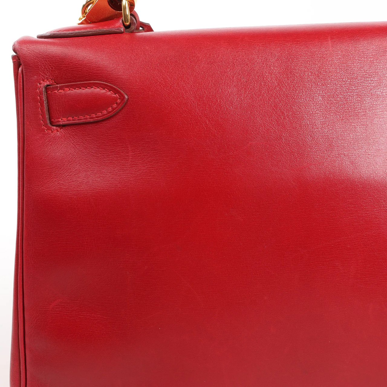 Hermès HERMÈS Kelly 28 Le Tournay Box Leather 2Way Handbag in Rouge ○U:1991 Divers