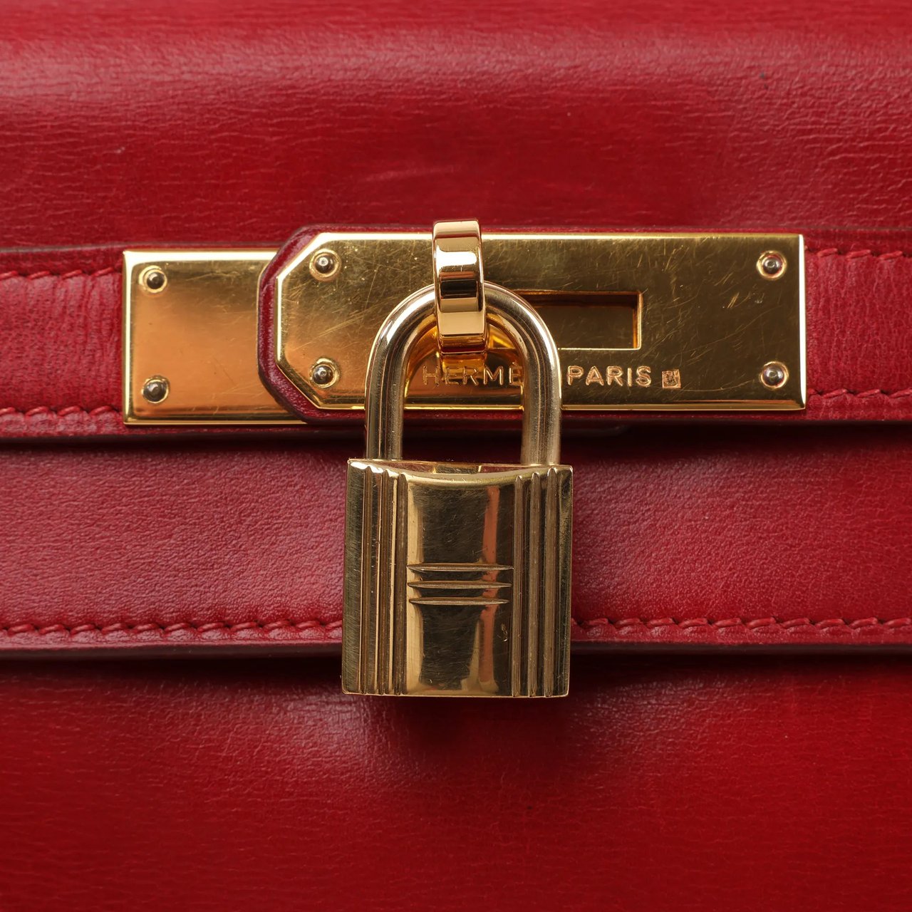 Hermès HERMÈS Kelly 28 Le Tournay Box Leather 2Way Handbag in Rouge ○U:1991 Divers