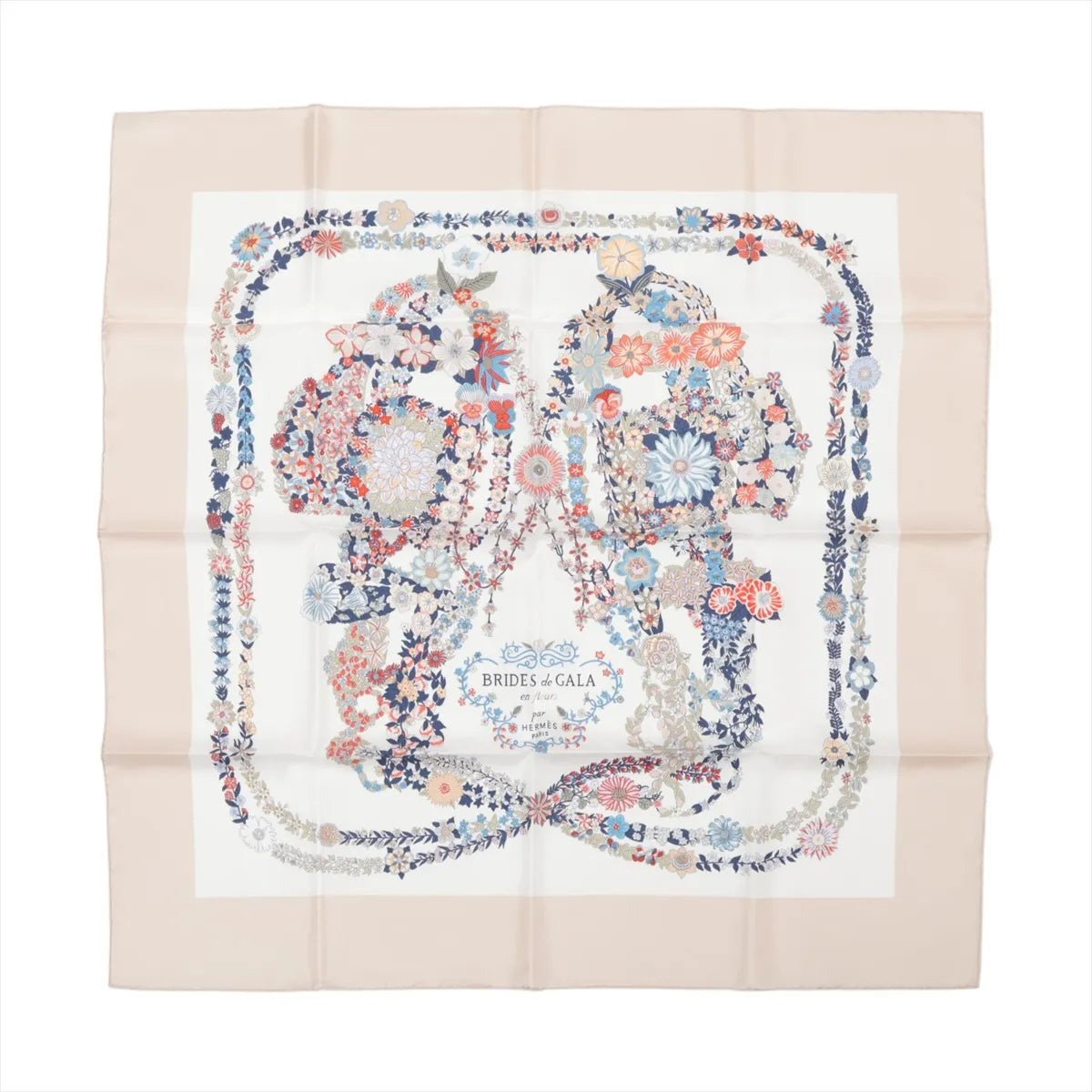 Hermès Hermès Carré 90 "BRIDES DE GALA EN FLEURS" Silk handkerchief in Beige Divers