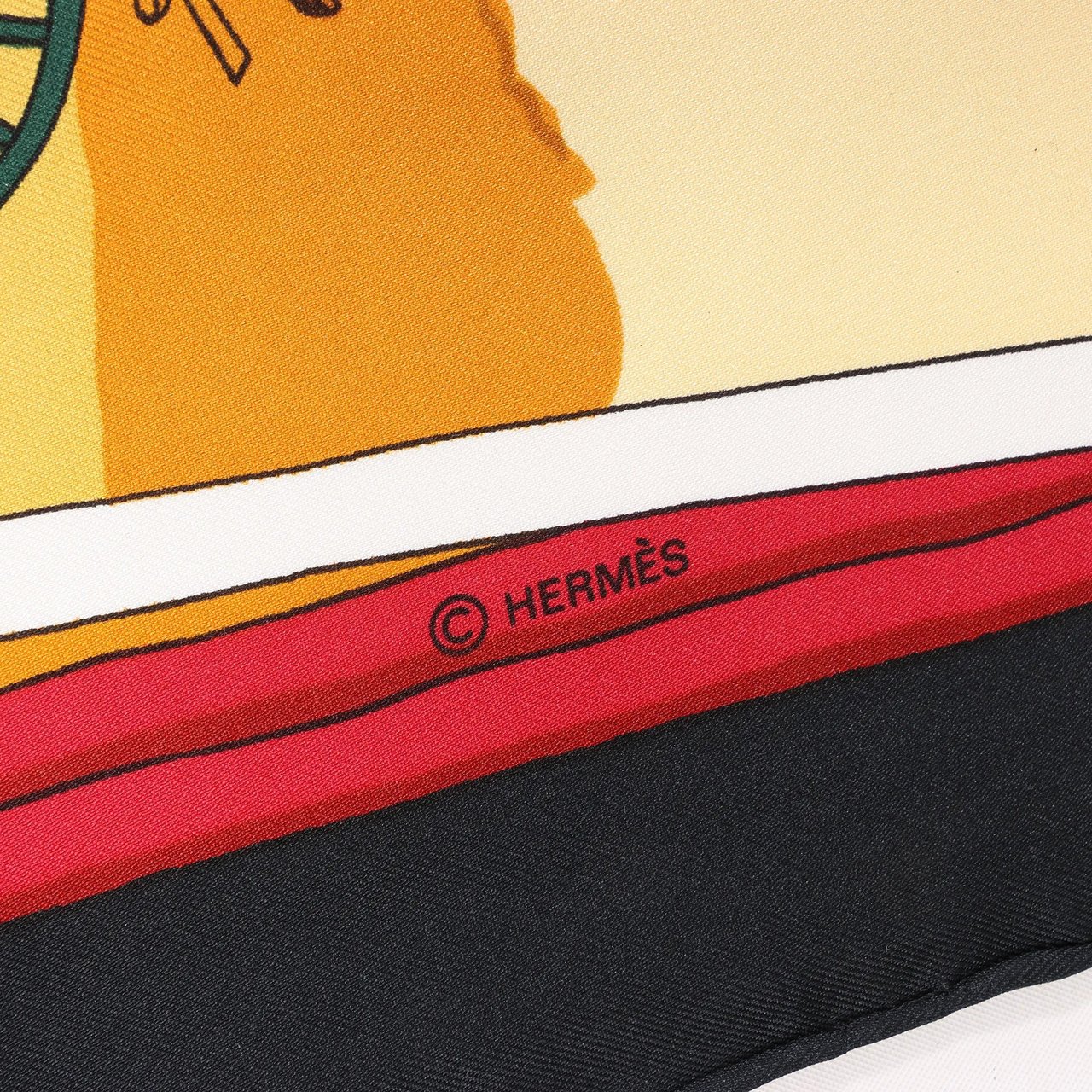 Hermès Hermès Carré 90 "Carriage and Hat" Silk handkerchief in Black x Orange Divers