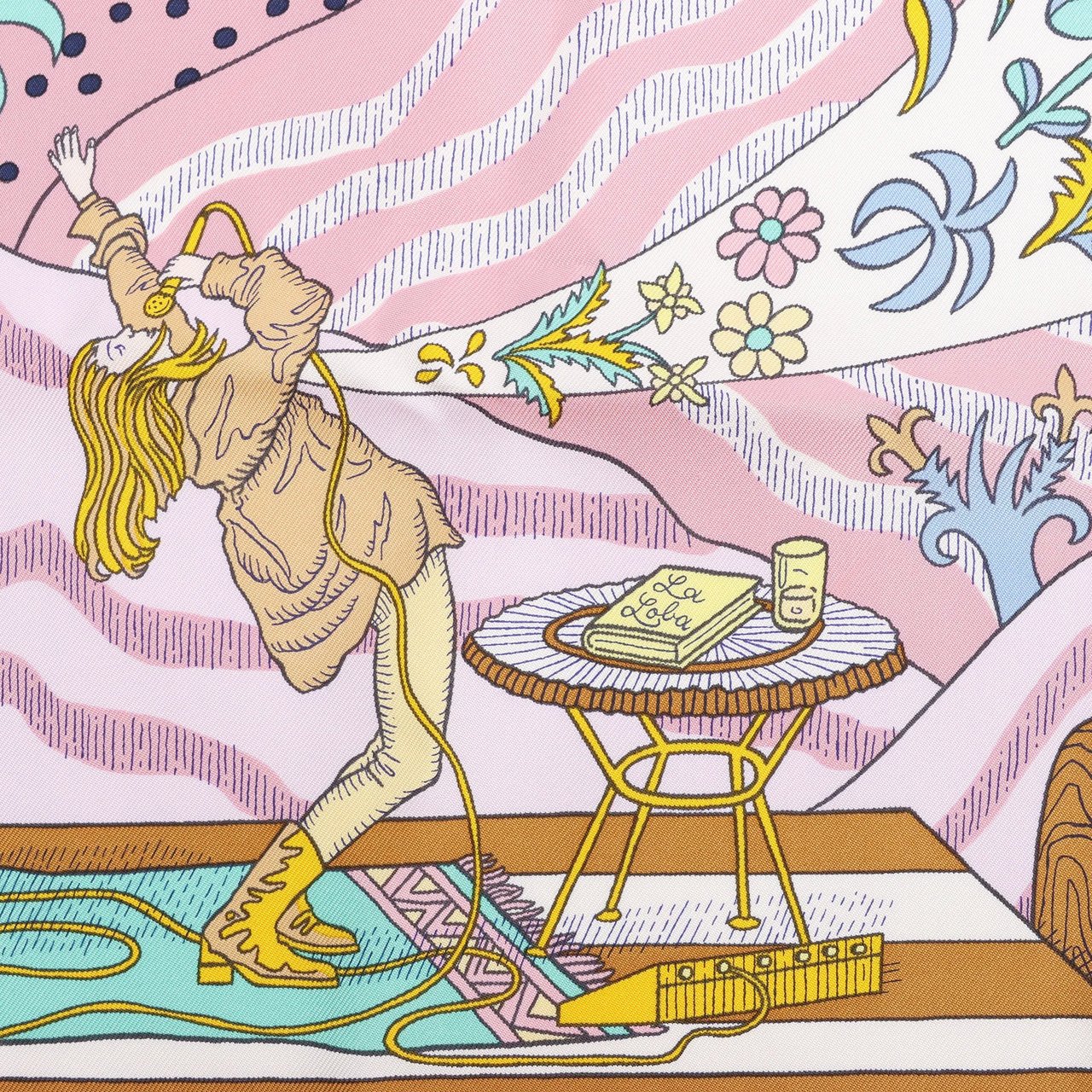 Hermès Hermès Carré 90 "Le Premier Chant" Silk handkerchief in Pink Divers