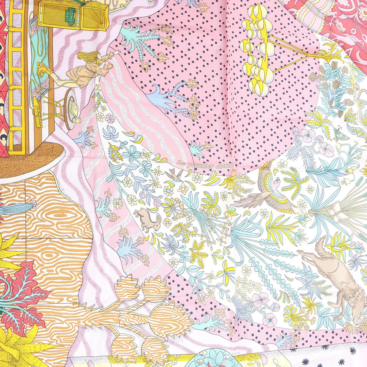 Hermès Hermès Carré 90 "Le Premier Chant" Silk handkerchief in Pink Divers