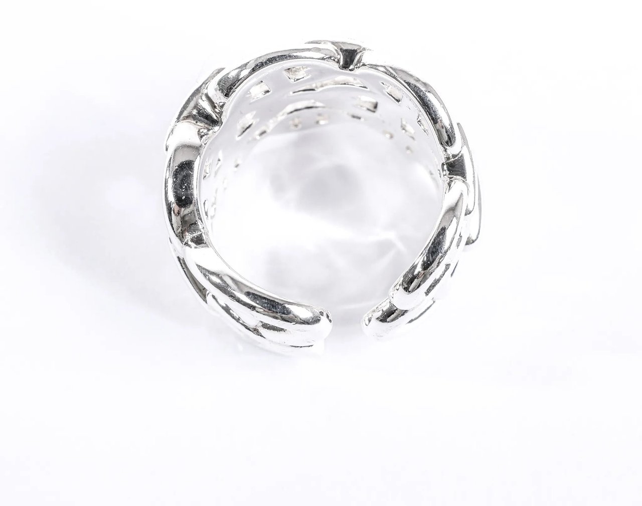 Hermès Hermes Chaîne d'Ancre Enchaînée Silver Ring, Size 54 EU Zilver