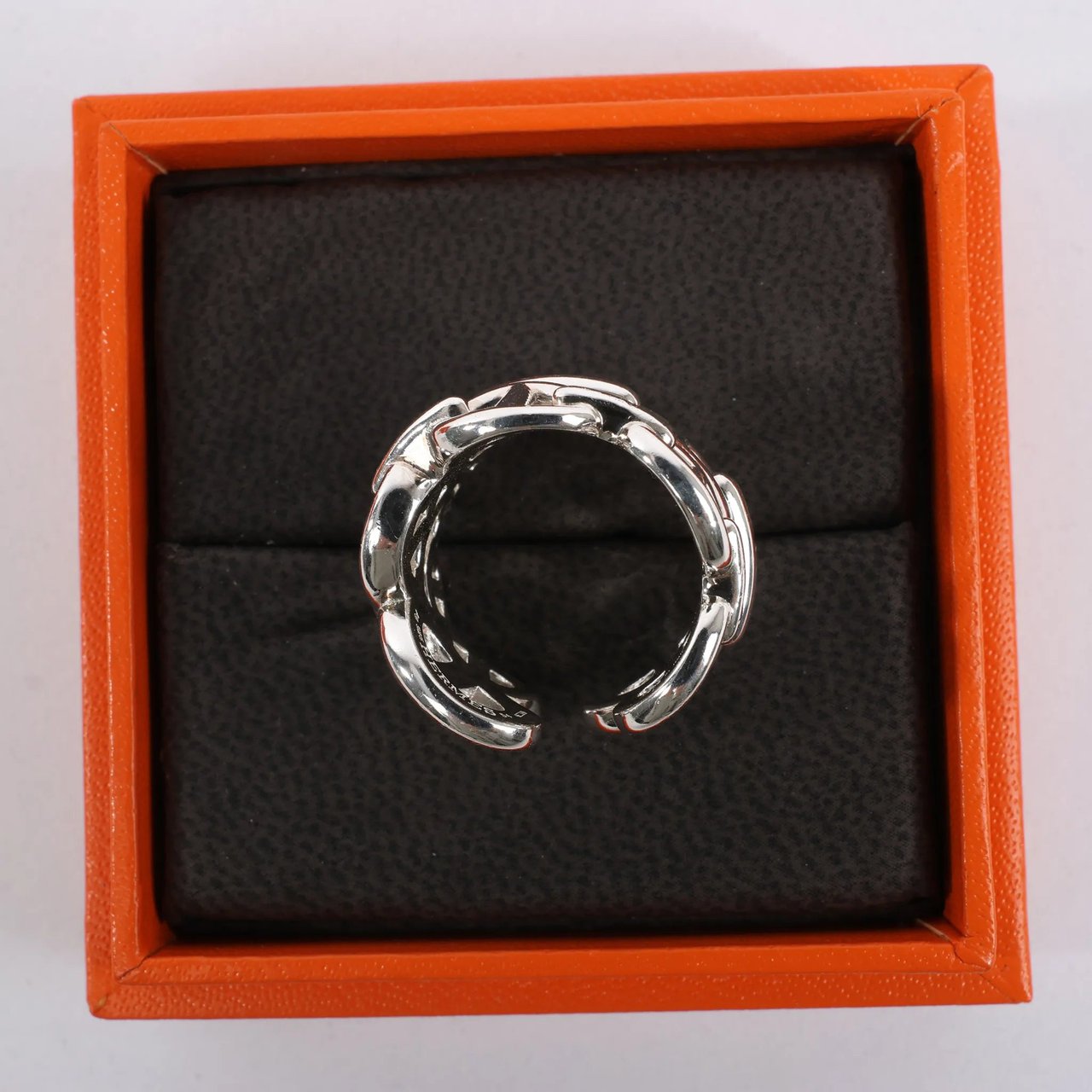 Hermès Hermes Chaîne d'Ancre Enchaînée Silver Ring, Size 54 EU Zilver