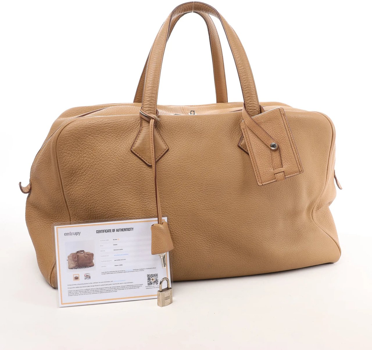 Hermès HERMES Victoria 43 Taurillon Clemence Handbag in Brown □L: 2008 Bruin
