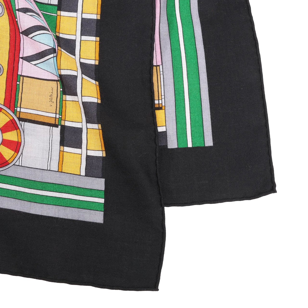 Hermès Hermès Carré Geant "Voltes et Pirouettes" Cashemere & Silk Scarf in Black Zwart