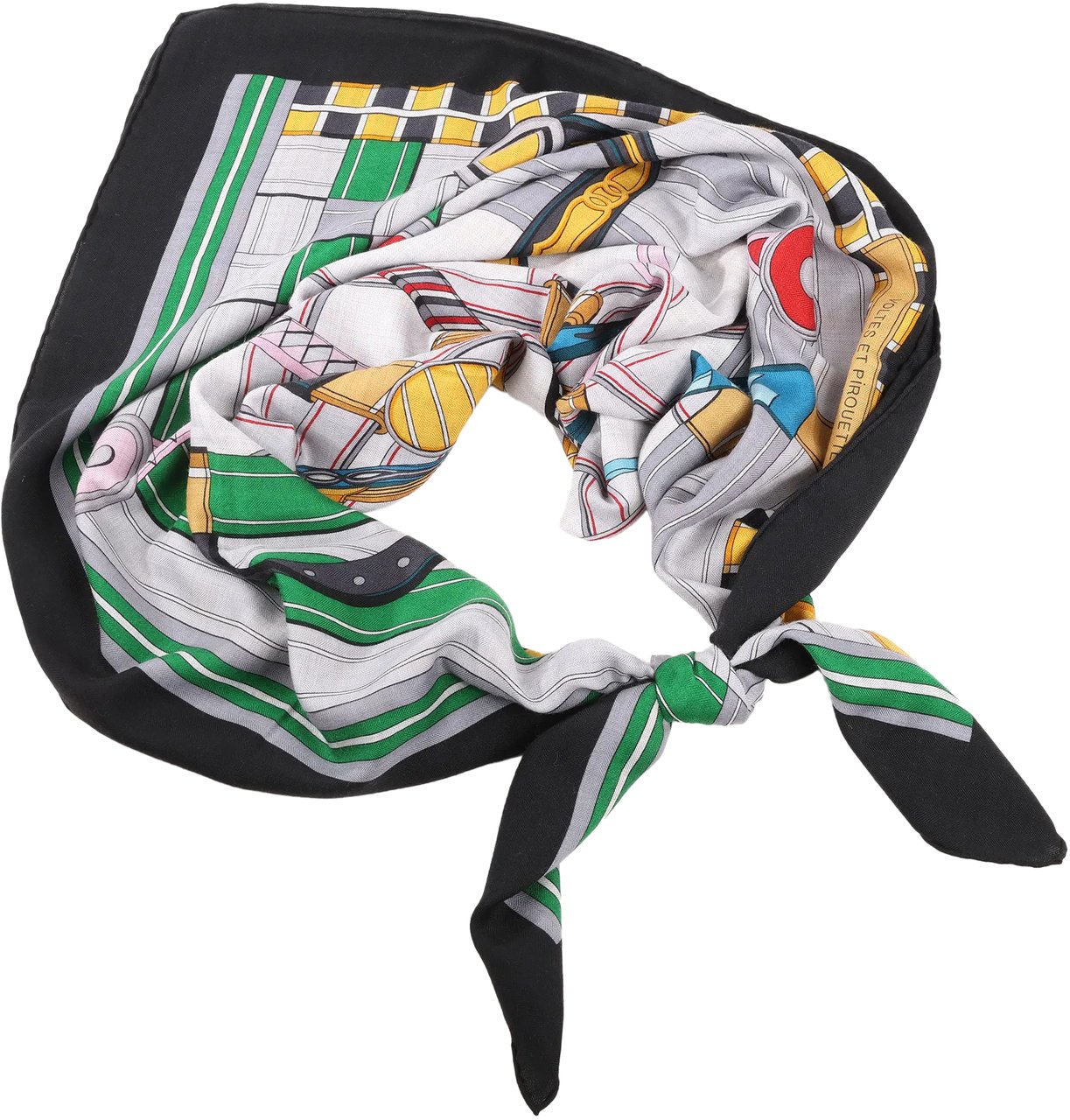 Hermès Hermès Carré Geant "Voltes et Pirouettes" Cashemere & Silk Scarf in Black Zwart