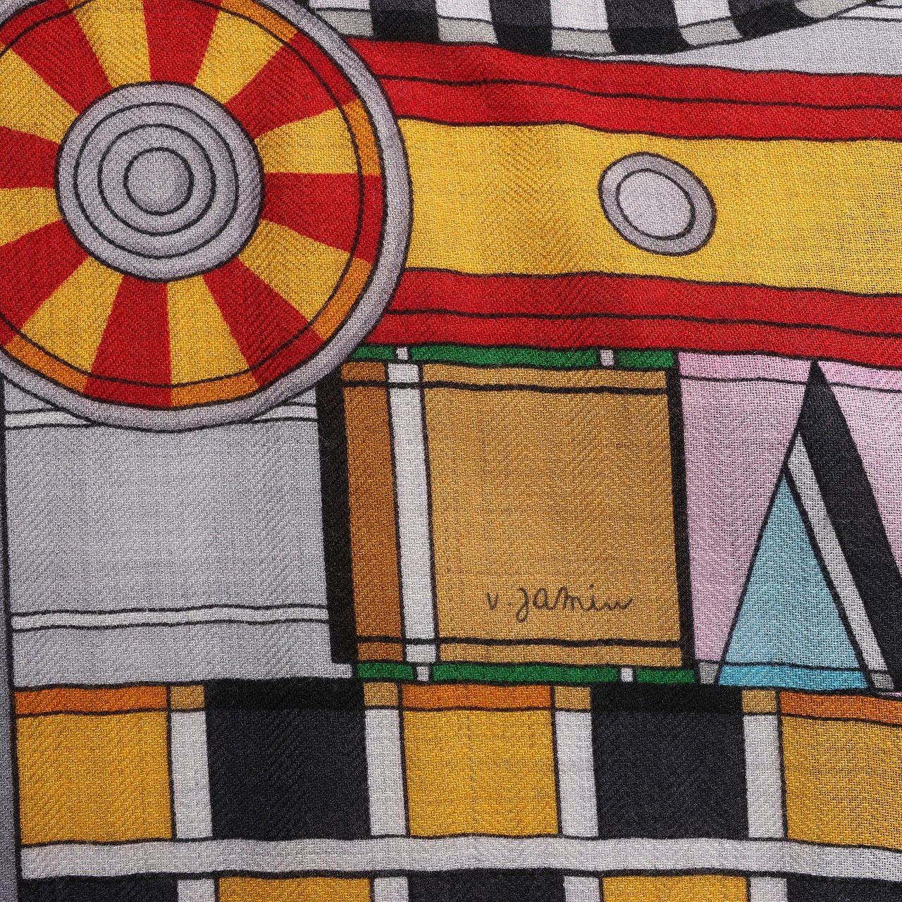 Hermès Hermès Carré Geant "Voltes et Pirouettes" Cashemere & Silk Scarf in Black Zwart