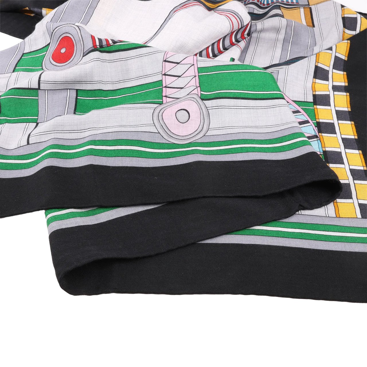 Hermès Hermès Carré Geant "Voltes et Pirouettes" Cashemere & Silk Scarf in Black Zwart