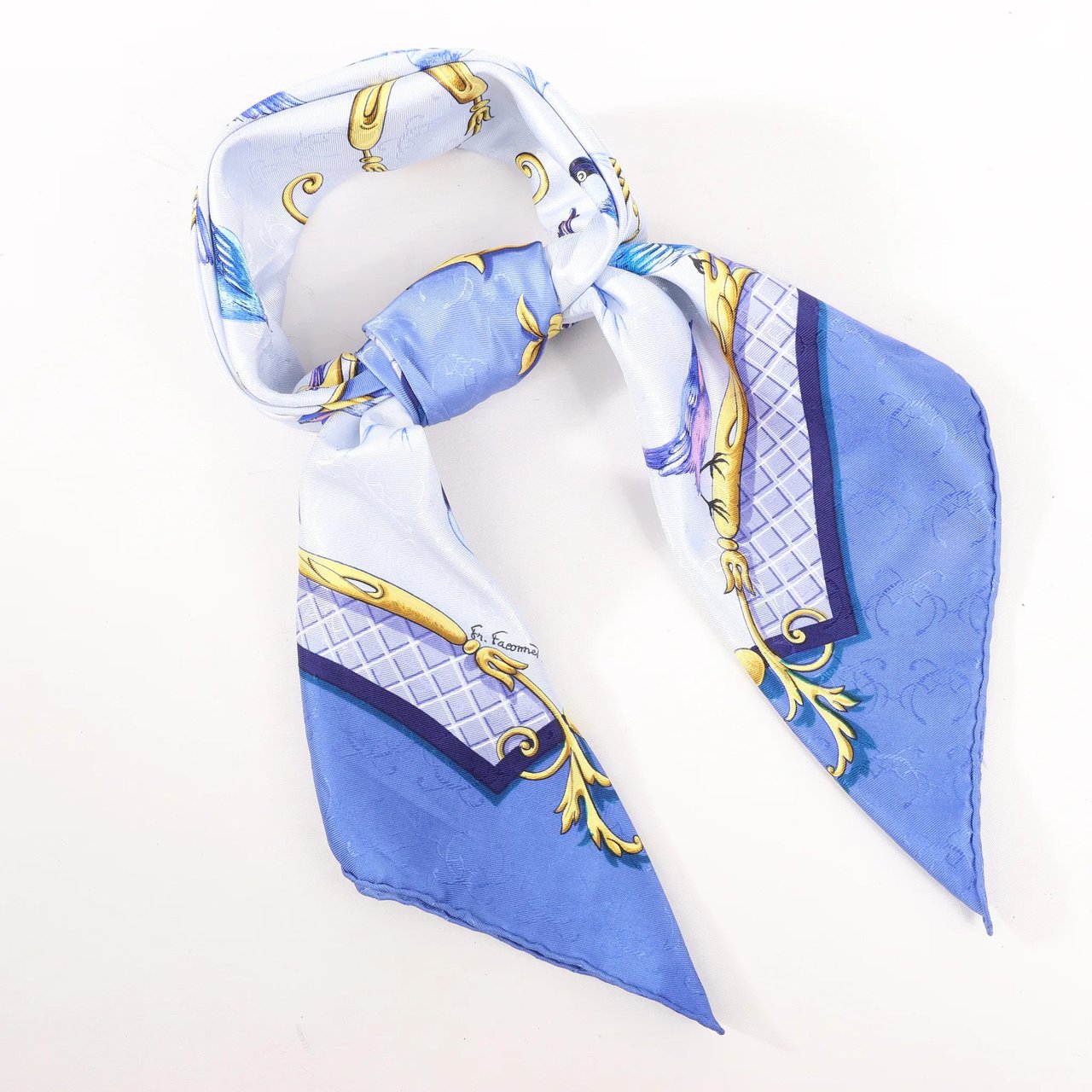 Hermès Hermès Carré 90 "LA CLE des CHAMPS" Silk handkerchief in Blue Blauw