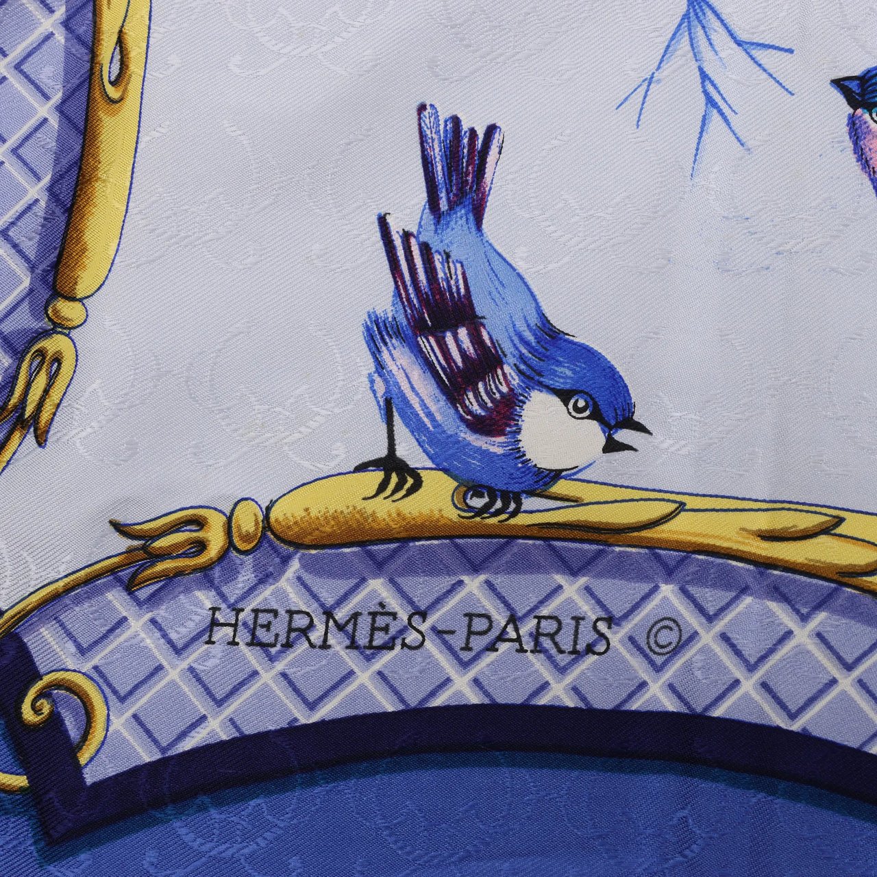 Hermès Hermès Carré 90 "LA CLE des CHAMPS" Silk handkerchief in Blue Blauw