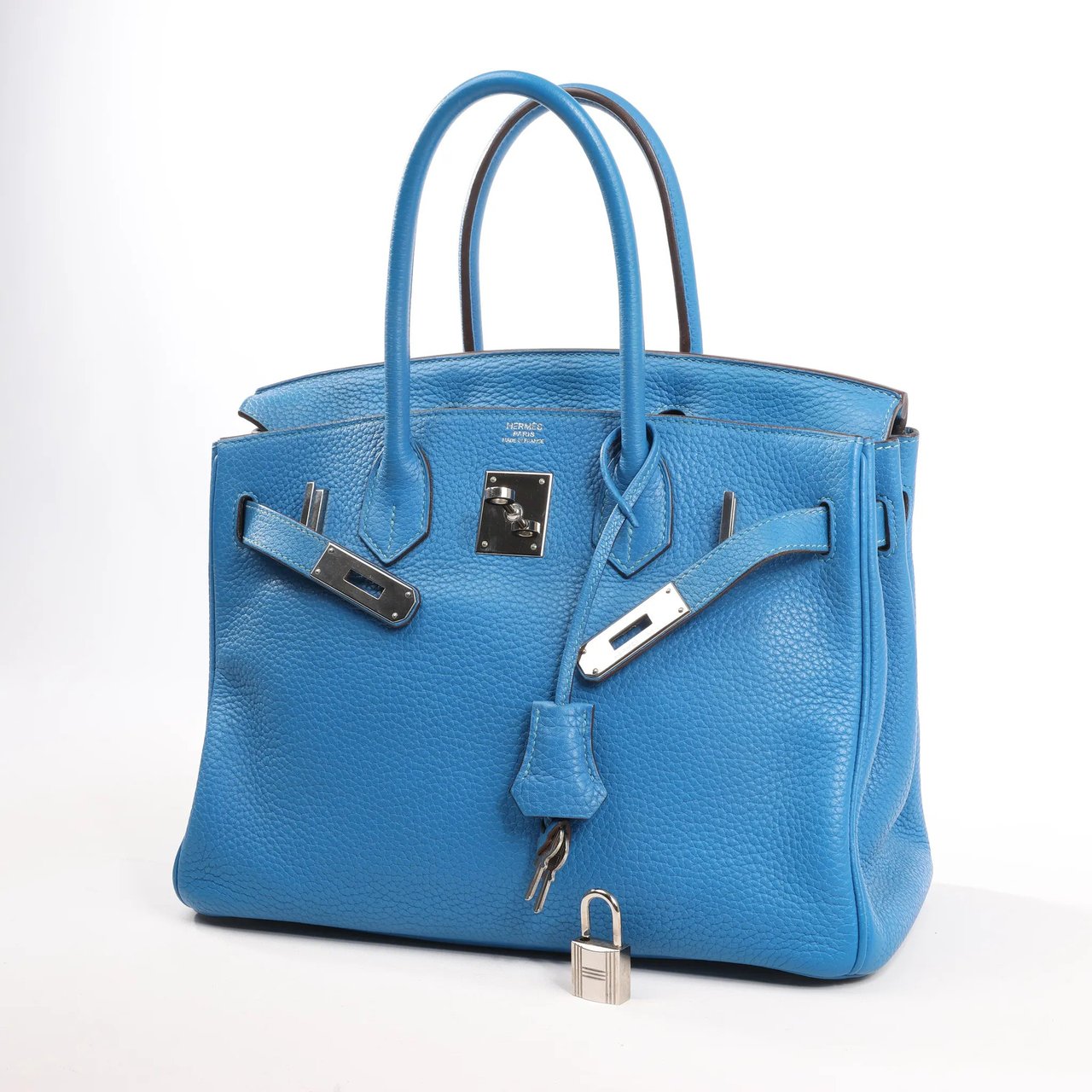 Hermès HERMES Birkin 30 Le Tournay Taurillon Clemence Handbag in Mykonos Blauw