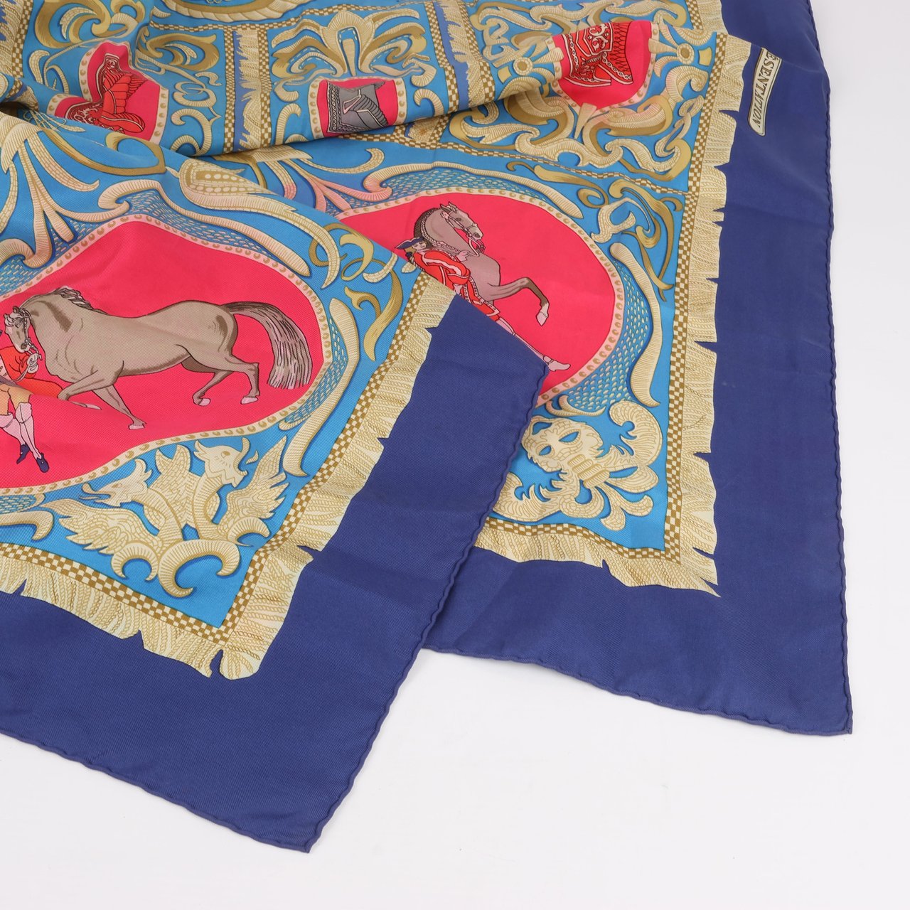 Hermès Hermès Carré 90 "LA PRESENTATION" Silk handkerchief in Navy Blue Divers