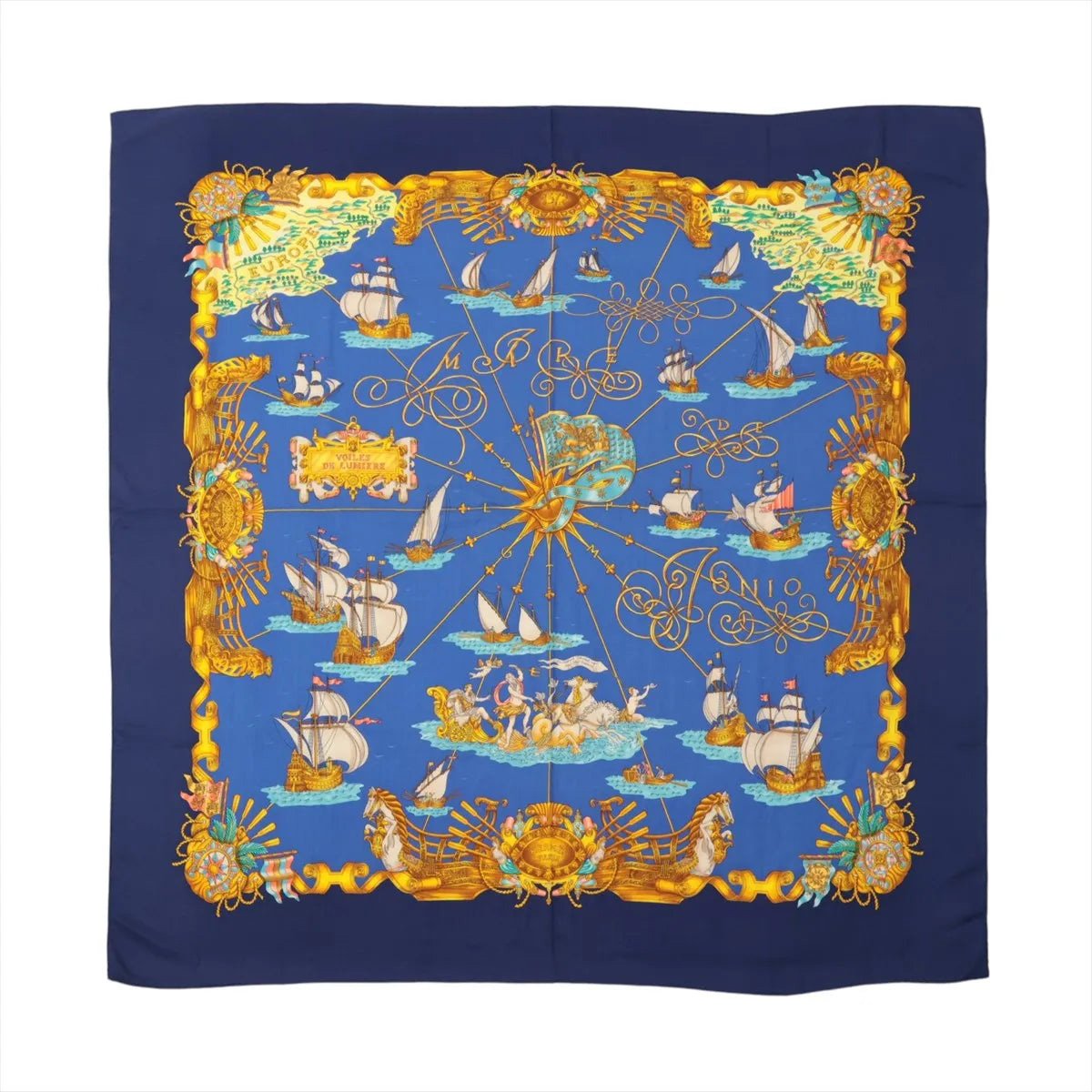 Hermès Hermès Carré Géant "VOILES DE LUMIERE" Cashmere x Silk scarf in Navy Blue Navy