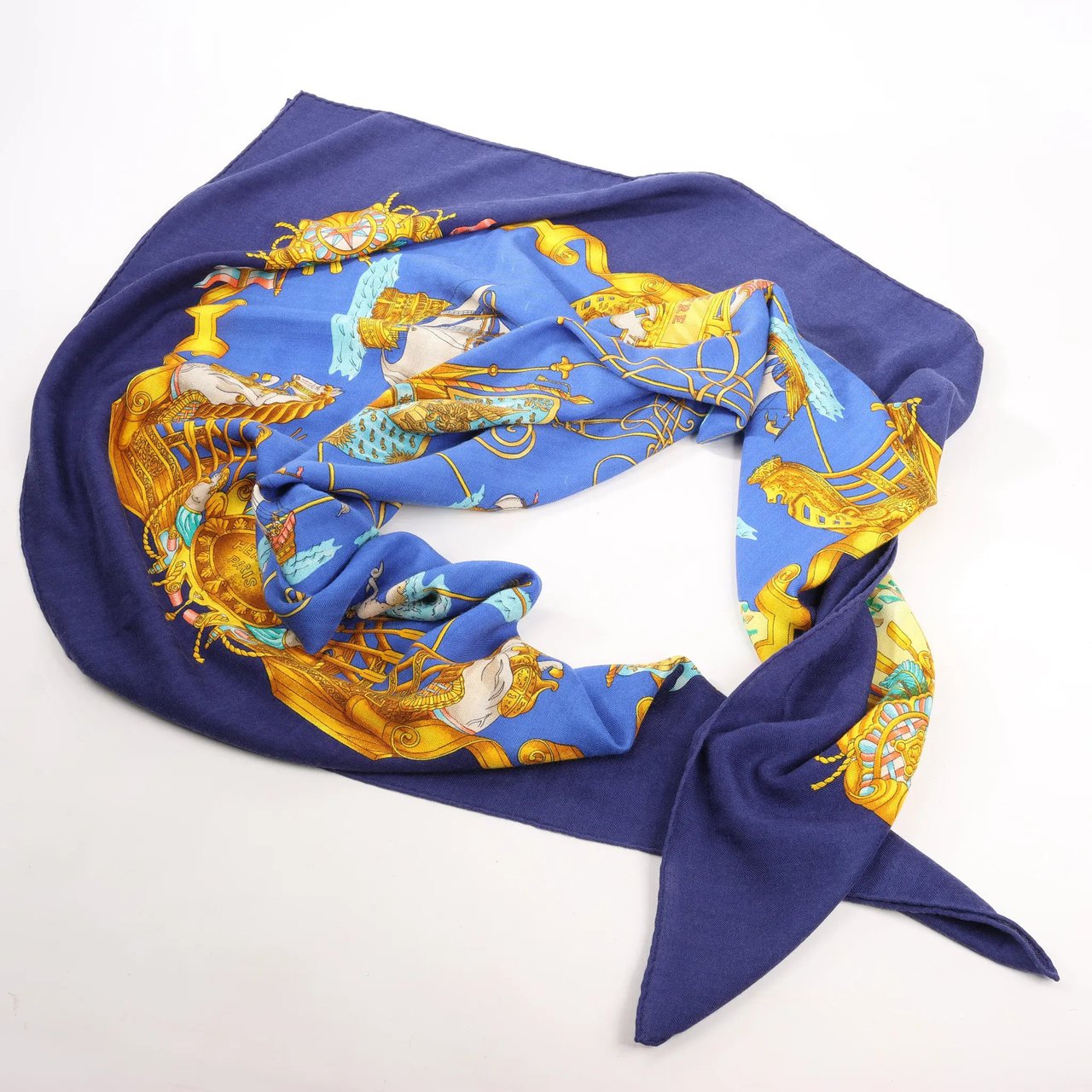 Hermès Hermès Carré Géant "VOILES DE LUMIERE" Cashmere x Silk scarf in Navy Blue Navy