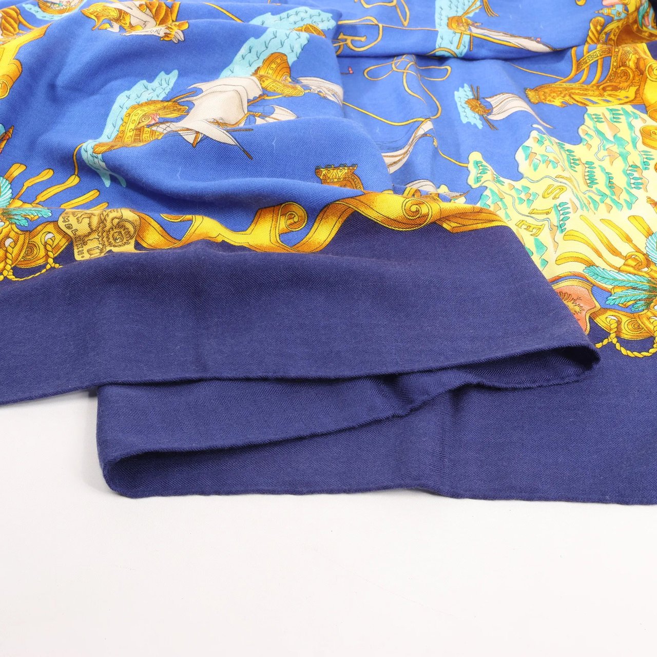 Hermès Hermès Carré Géant "VOILES DE LUMIERE" Cashmere x Silk scarf in Navy Blue Navy