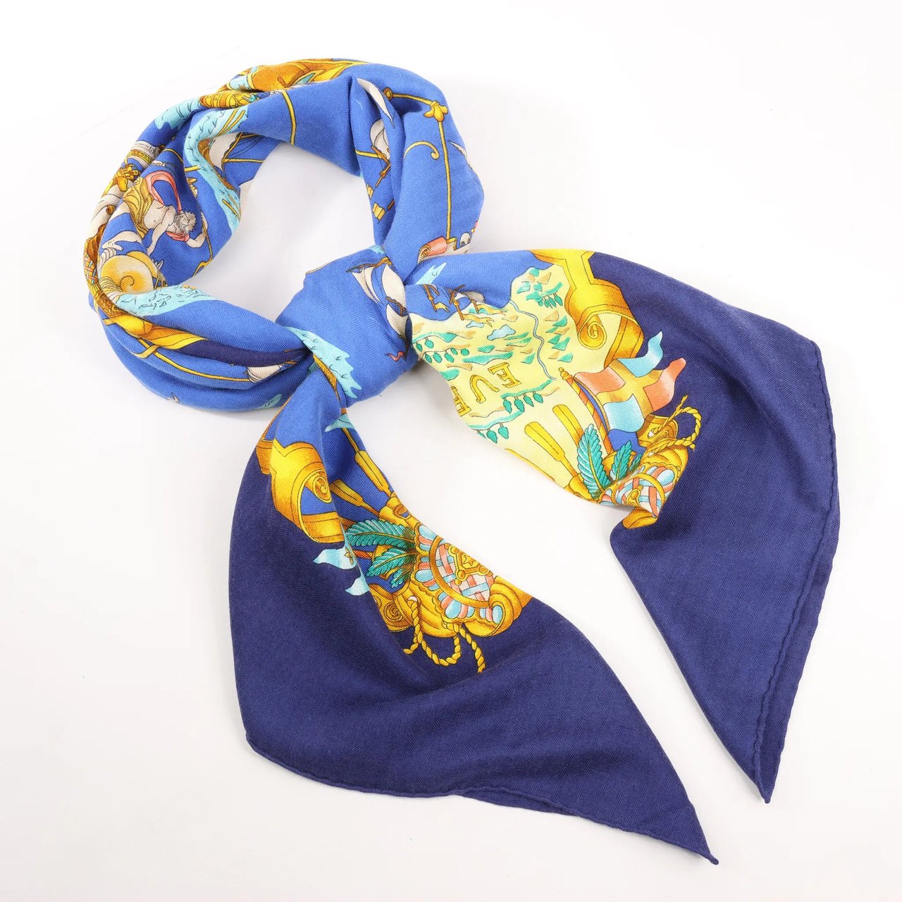 Hermès Hermès Carré Géant "VOILES DE LUMIERE" Cashmere x Silk scarf in Navy Blue Navy