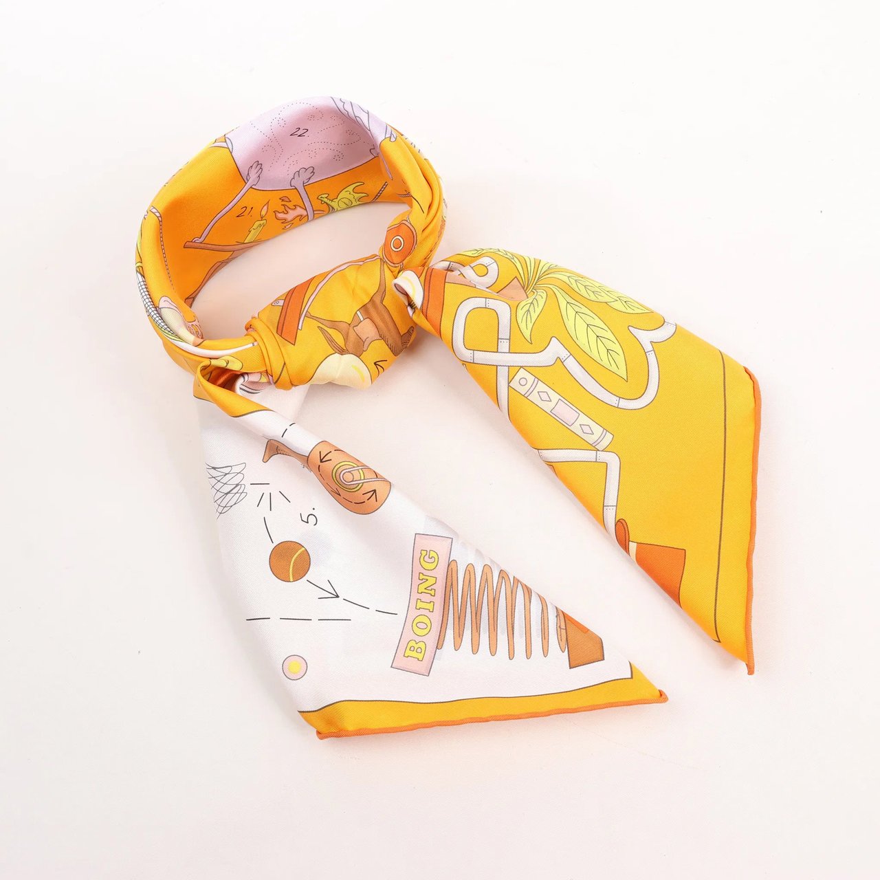 Hermès Hermès Carré 90 "Tea for Two" Silk handkerchief in Orange Divers