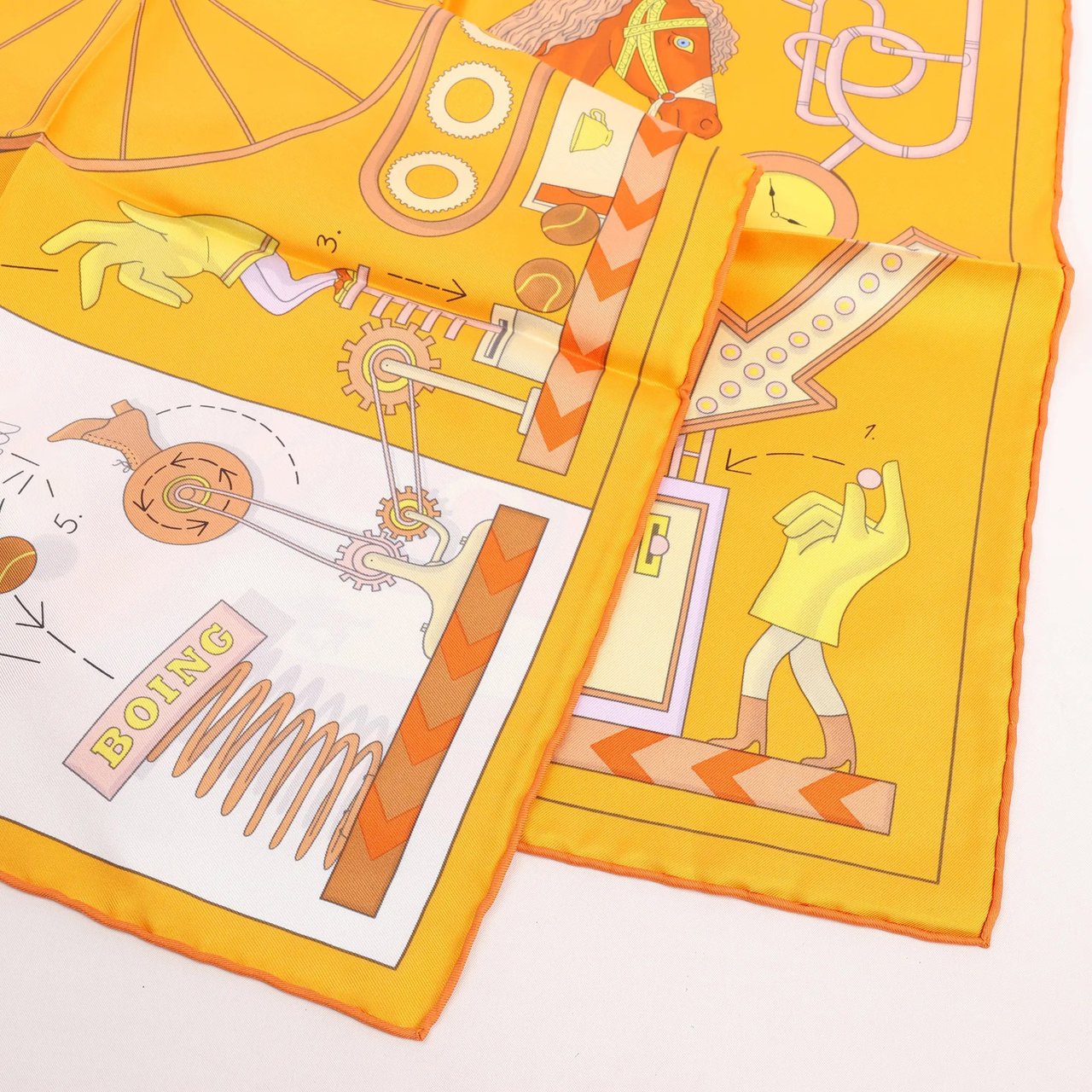 Hermès Hermès Carré 90 "Tea for Two" Silk handkerchief in Orange Divers