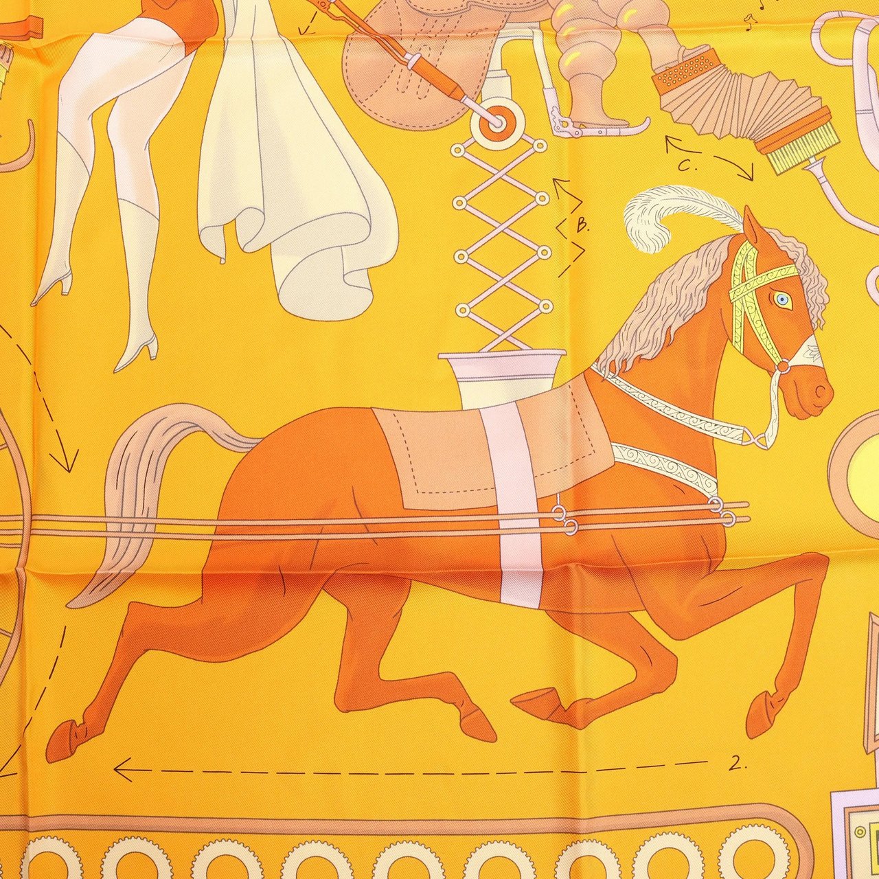 Hermès Hermès Carré 90 "Tea for Two" Silk handkerchief in Orange Divers