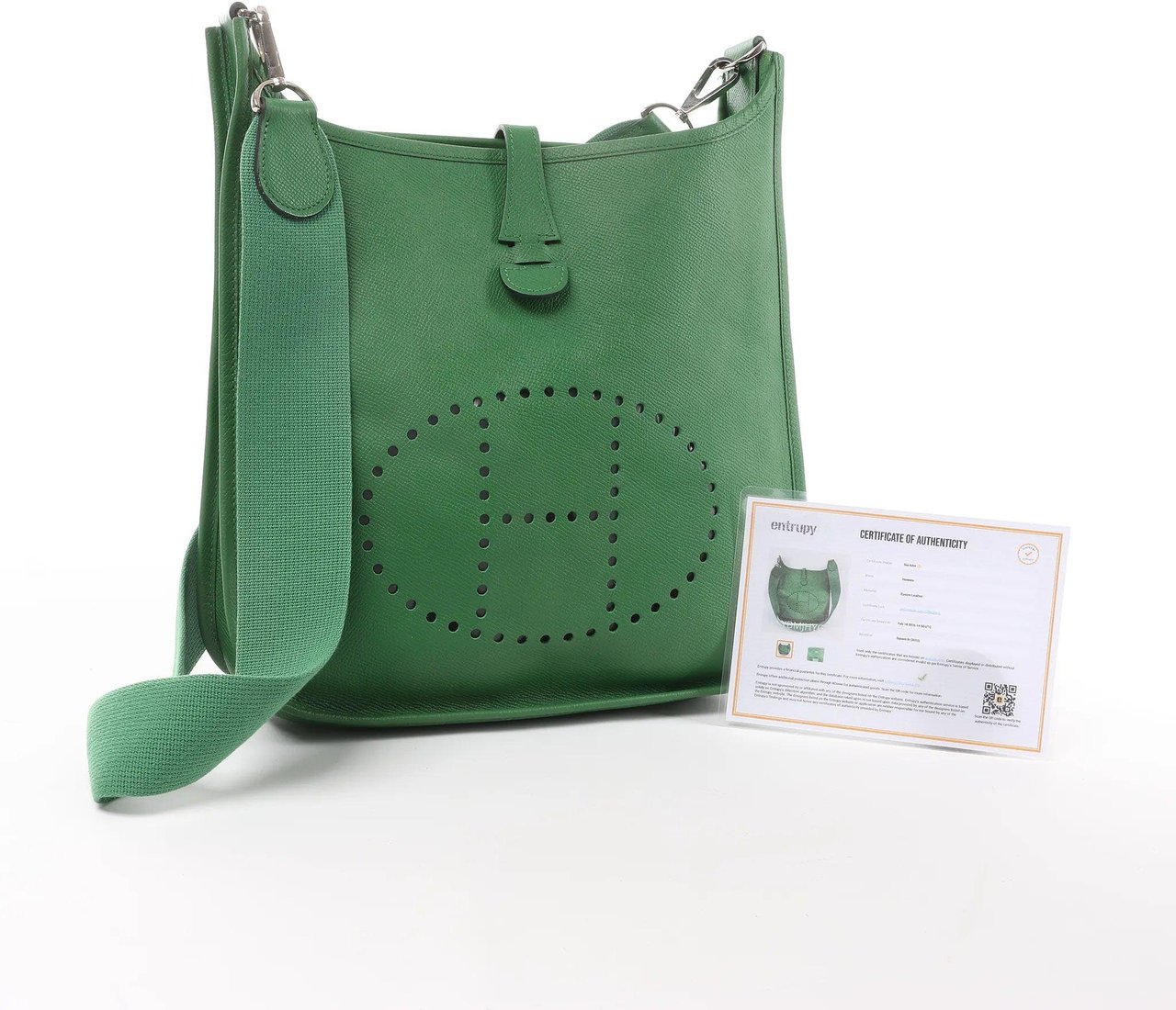 Hermès Hermes Evelyn 1 PM Epsom Leather Shoulder Bag in Green, □N Divers