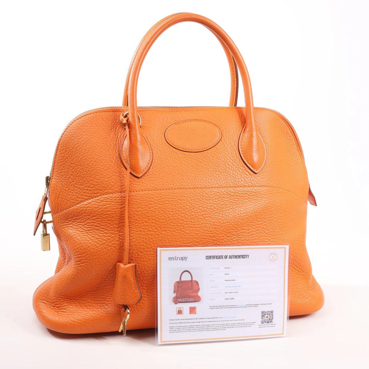 Hermès HERMES Bolide 35 Taurillon Clemence Handbag in Orange □G:2003 Oranje