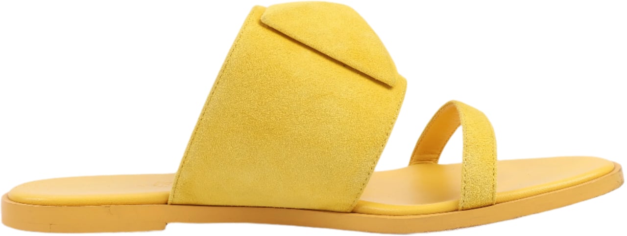 Hermès HERMES Kaia Suede Sandals in Yellow Gold, Size 36.5 EU Geel