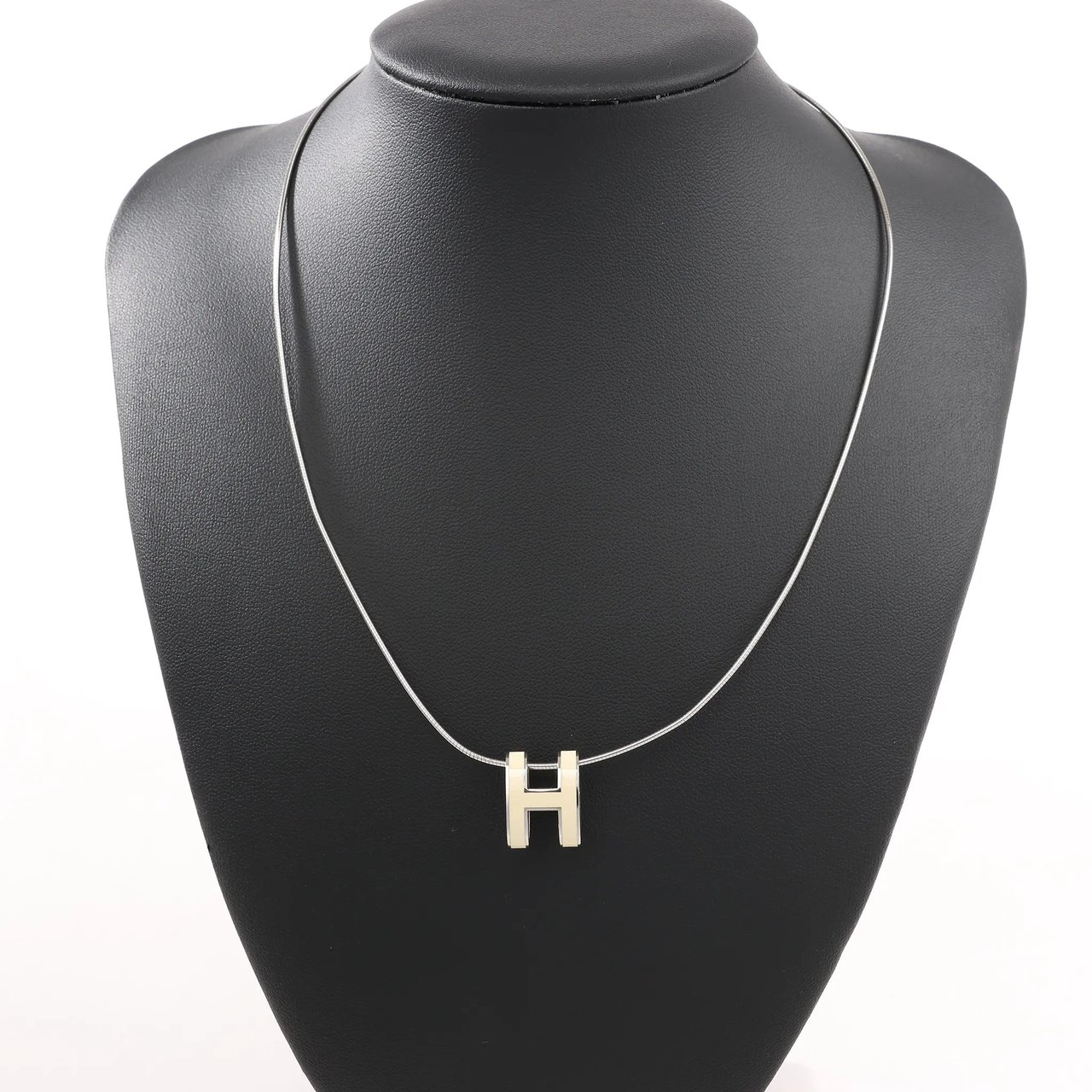 Hermès Hermes Pop H Necklace Metal × 925 in Ecru x Silver Divers